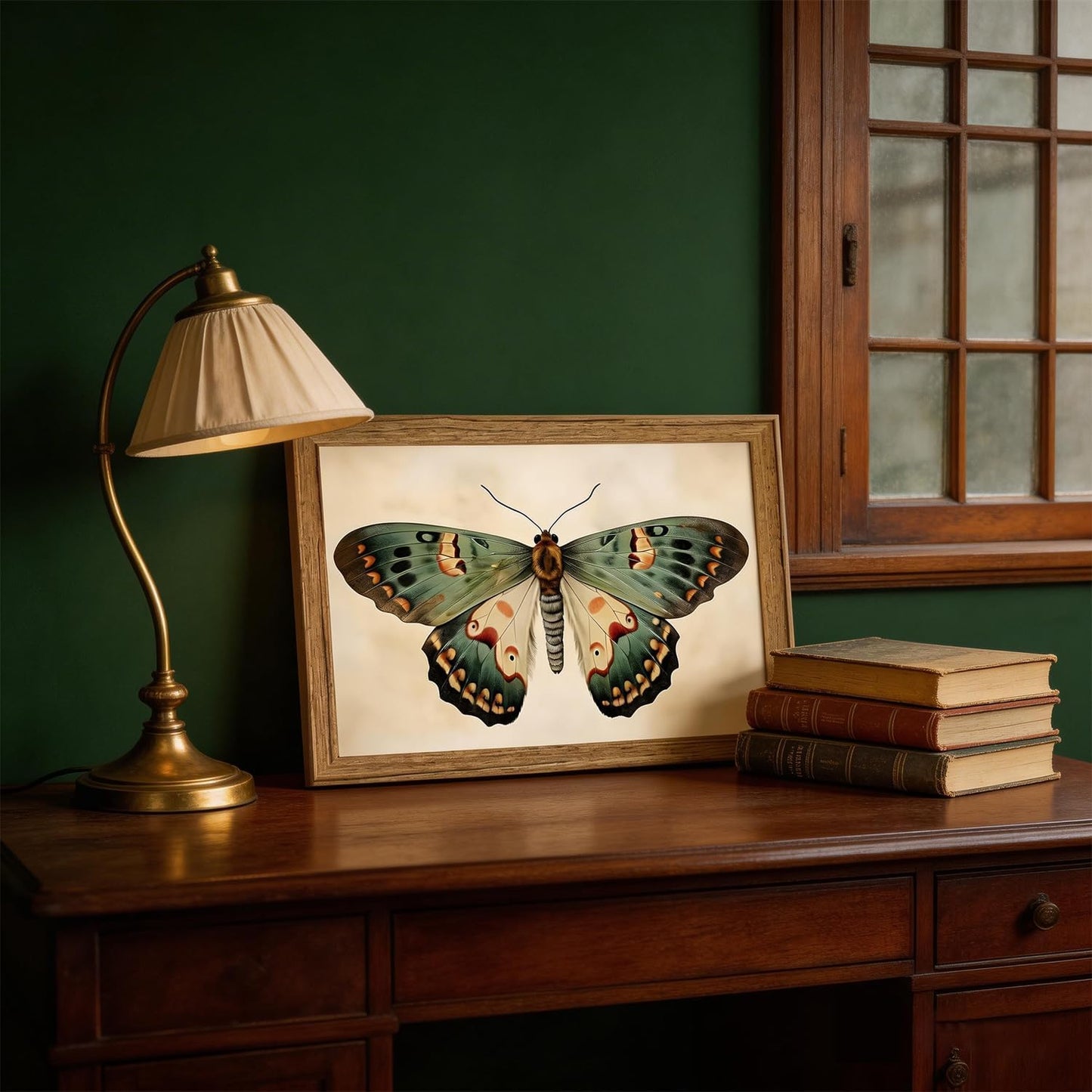 Vintage Butterfly Wall Art Framed Canvas Retro Butterfly Moody Insect Artwork Prints Picture Antique Moth Artwork for Cottagecore Living Room Bedroom 8x10 Inch