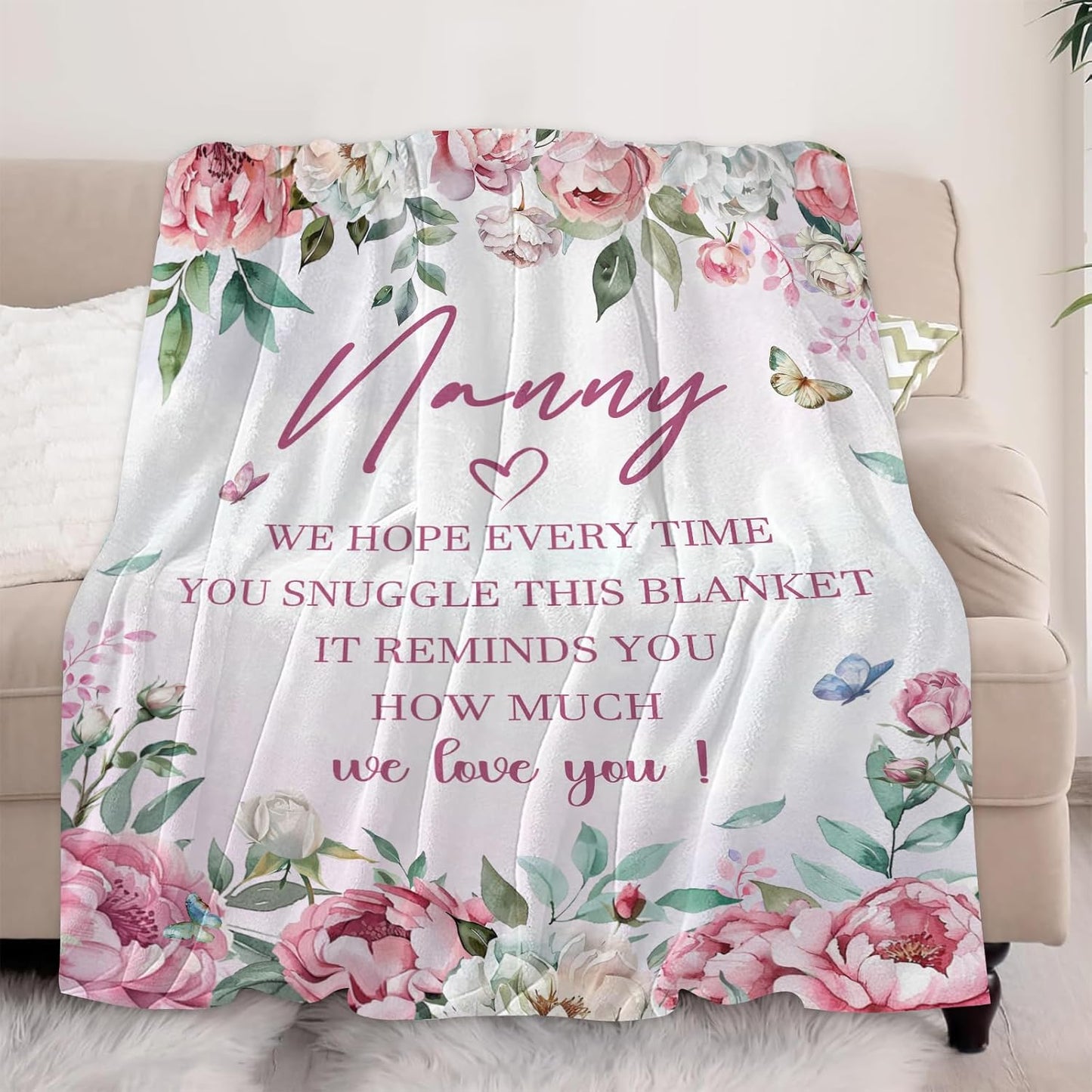 Nanny Gifts for Grandma, Nanny Birthday Gifts from Grandkids for Mothers Day Retirement Christmas Soft Flannel Throw Blanket 60"x50"
