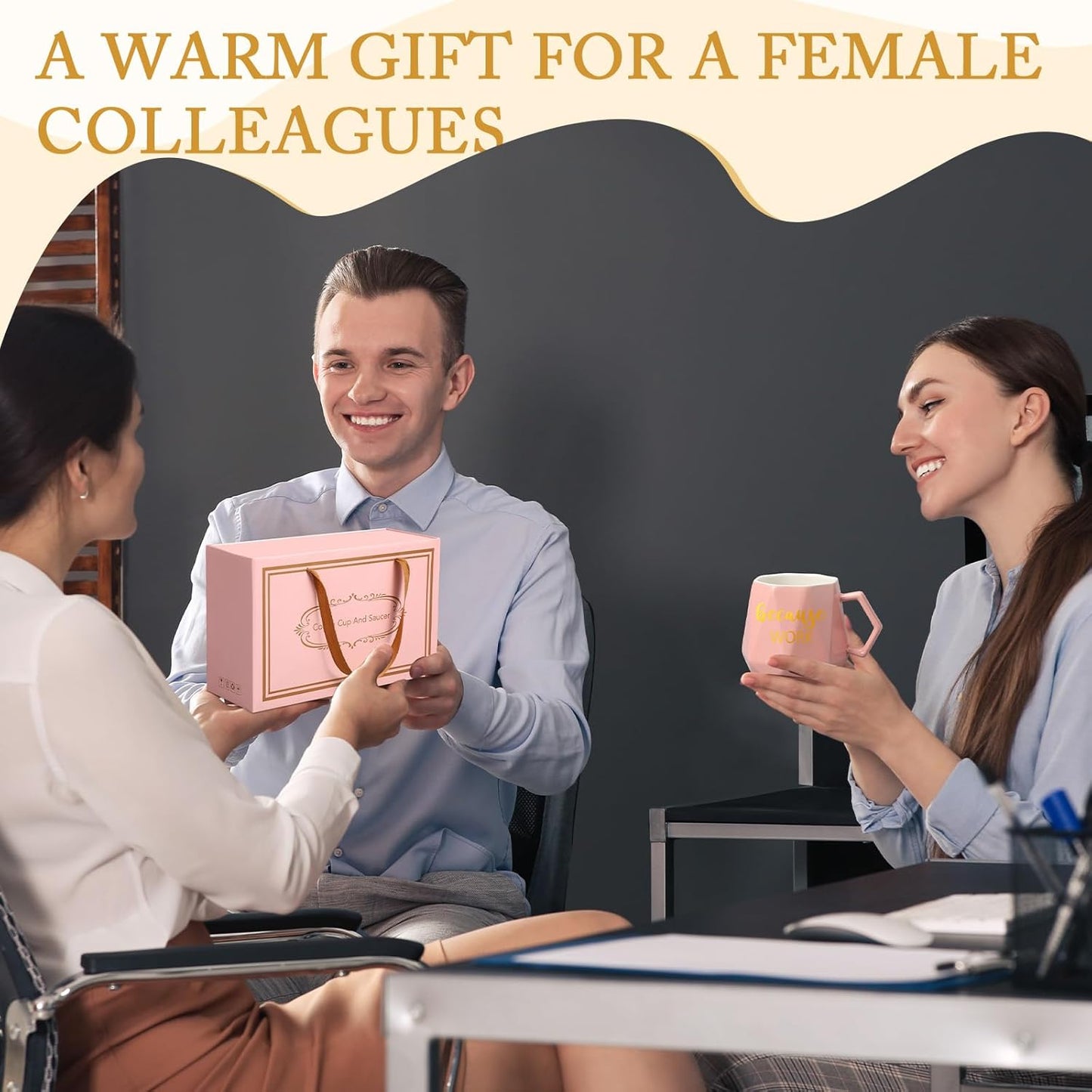 Hushee Christmas Lady Gift Coffee Mug Warmer for Women 13.5 oz Cup Warmer with Mug Set Electric Tea Water Warmers Appreciation Cup Heater with Lid Spoon and Coaster for Desk Office Home (Pink)