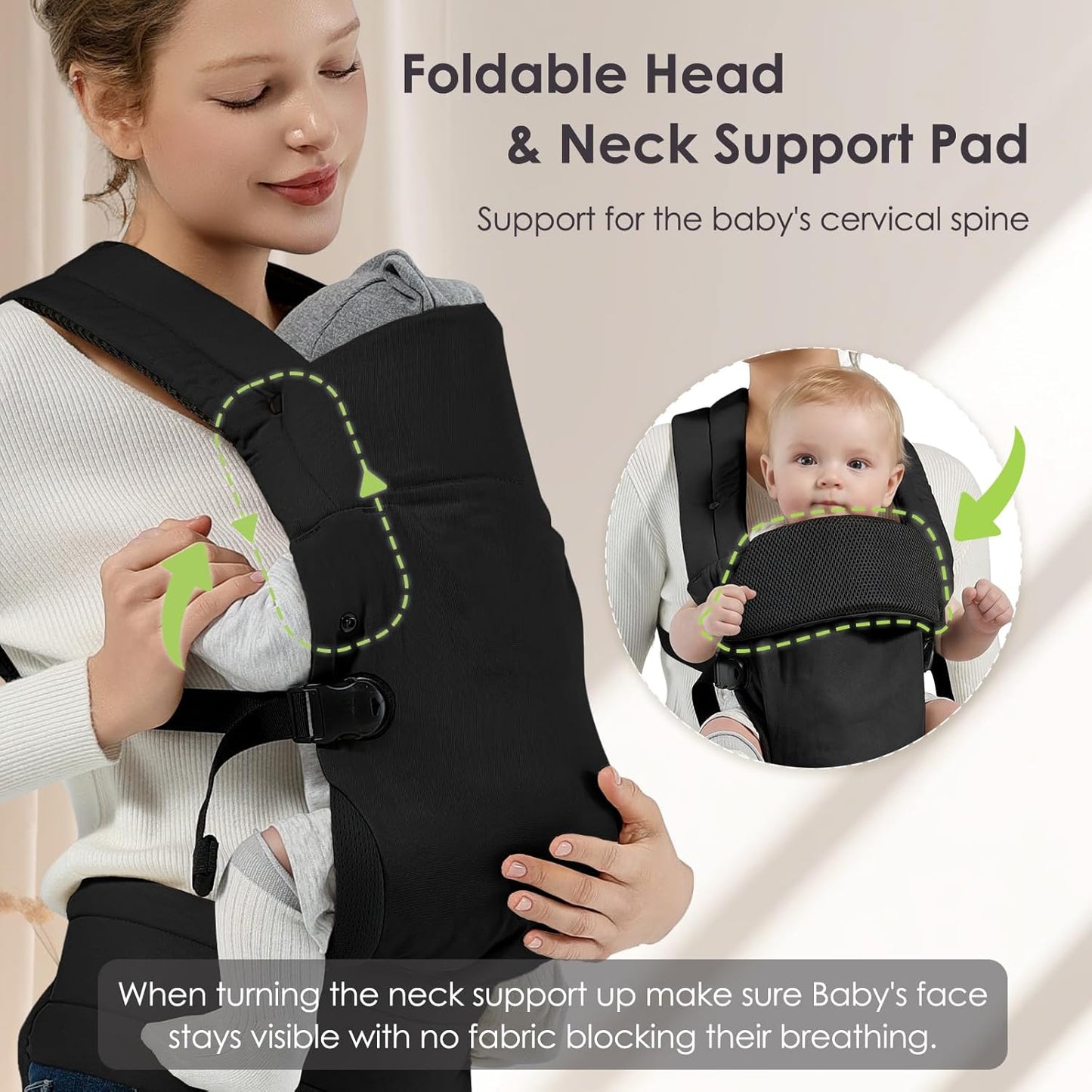 Baby Carrier Newborn to Toddler, Adjustable Toddler Carrier, Baby Holder Carrier, Kangaroo Infant Carriers with Widen Shoulder Straps, Black