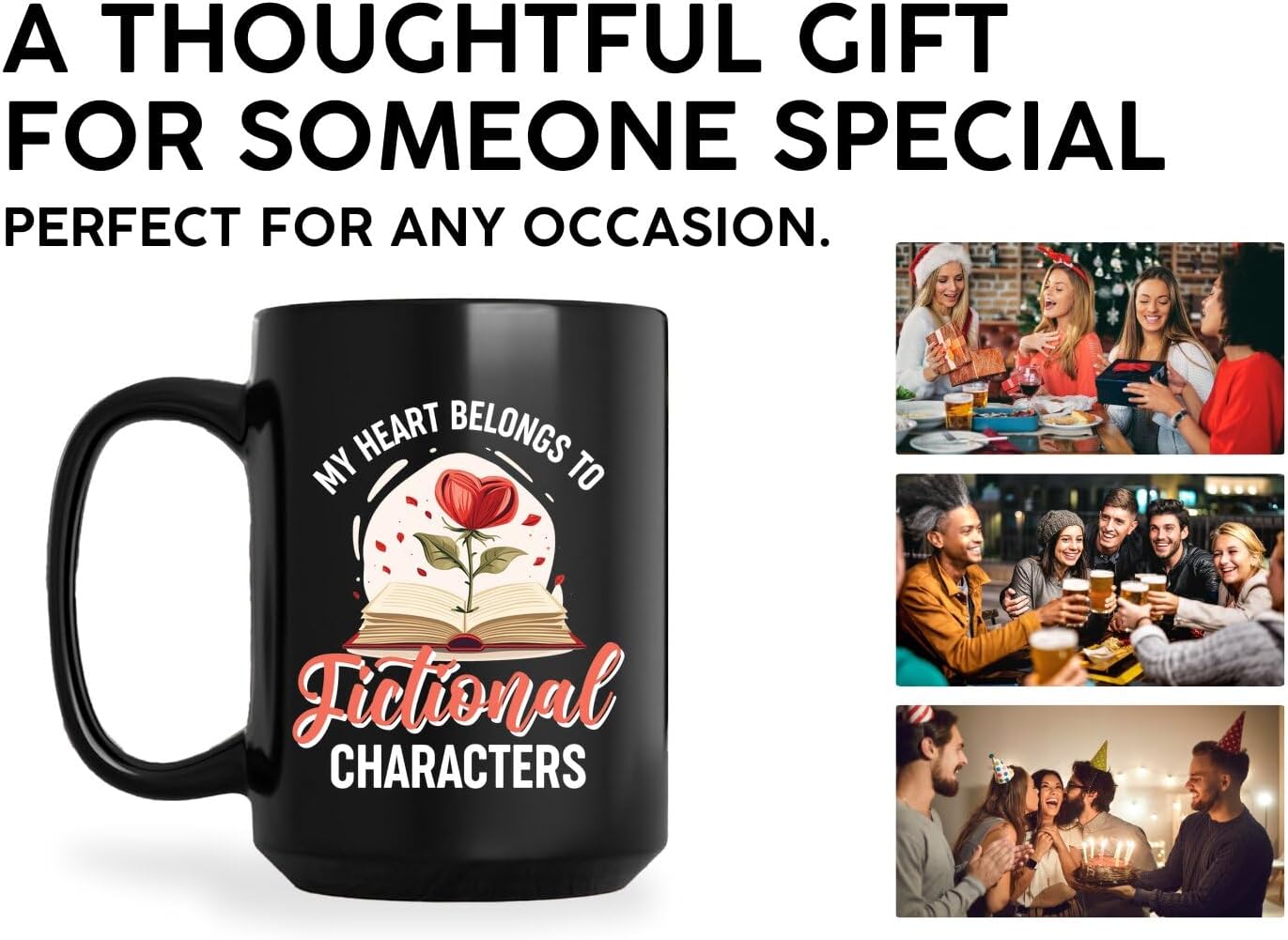 Book Lovers Coffee Mug 15oz Black -Fictional characters - Book Reader Bookworm Addict Bookish Librarian Nerd Gifts Decor for Men Women