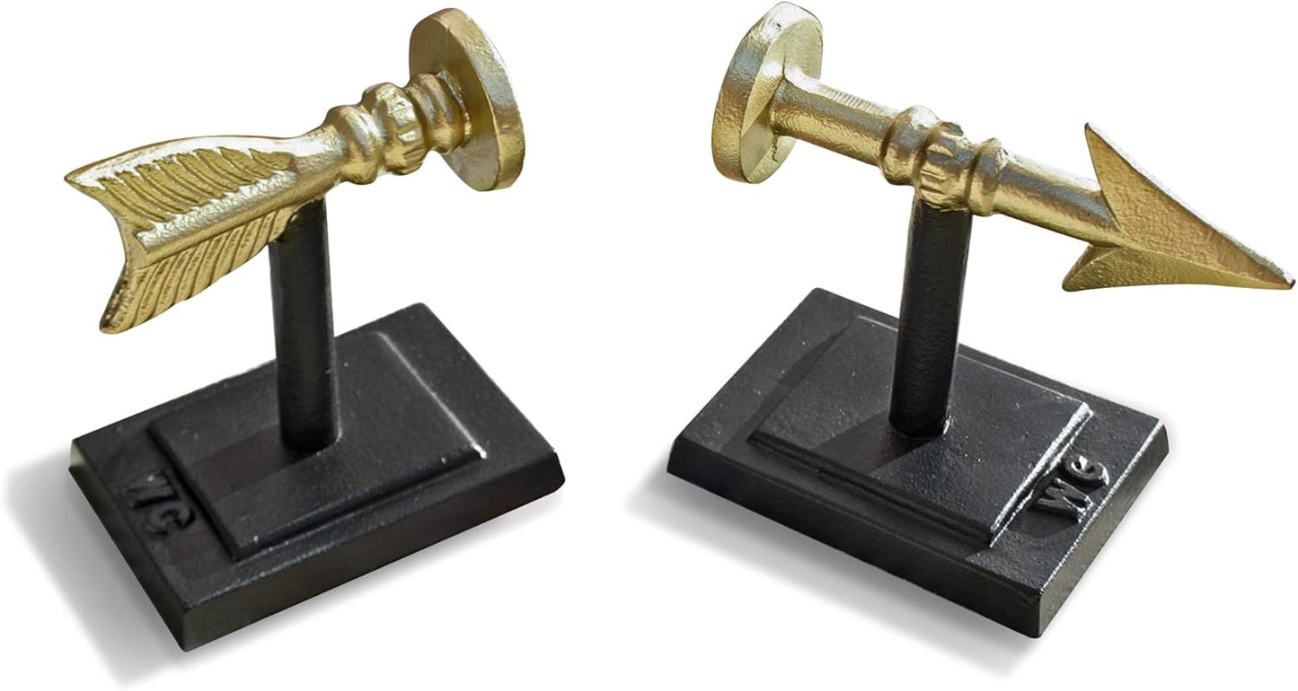 Large Gold Arrow Metal Bookends | Heavy, Decorative, Farmhouse, & Unique for The Bookshelf by Wallcharmers