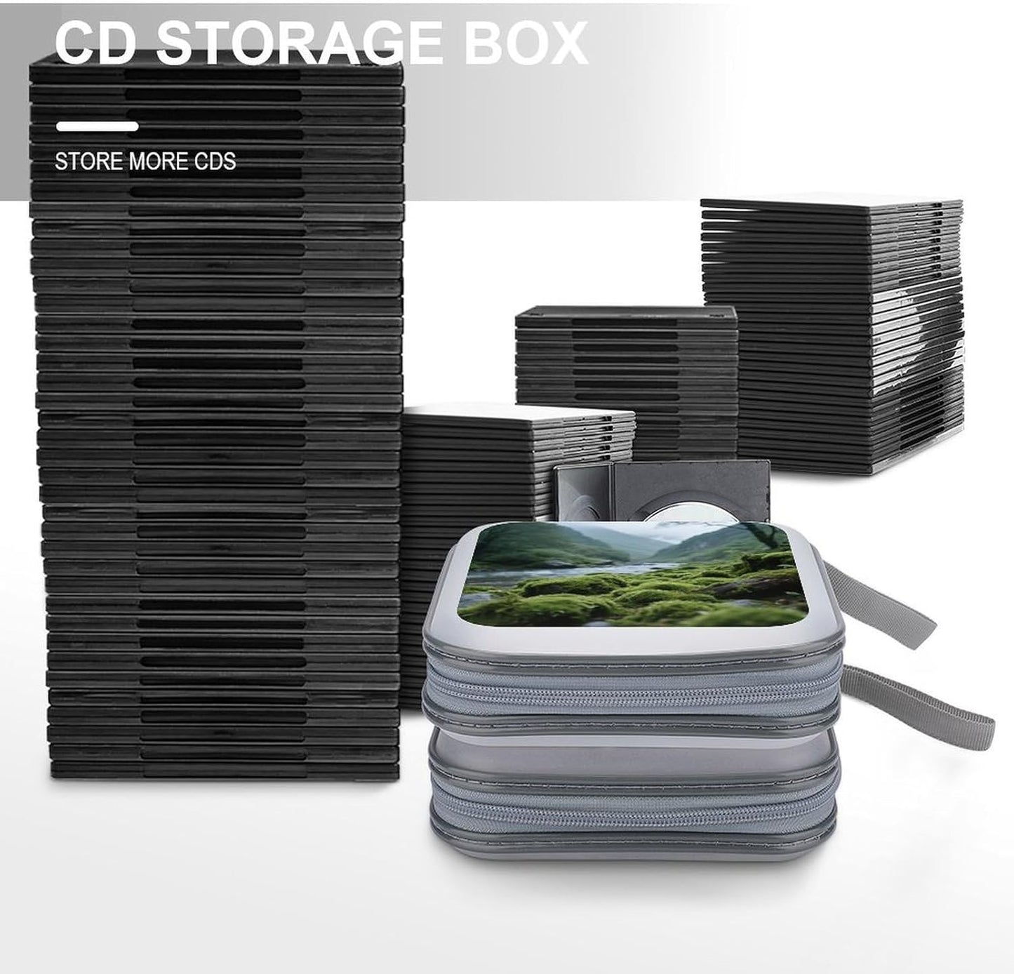 Densely Growing Plants CD Case Portable Zipper CD Case 40 Capacity Hard Plastic DVD Cases Holder Large Storage Disc Wallet Bag for Car Home Travel DVD Collection Bag
