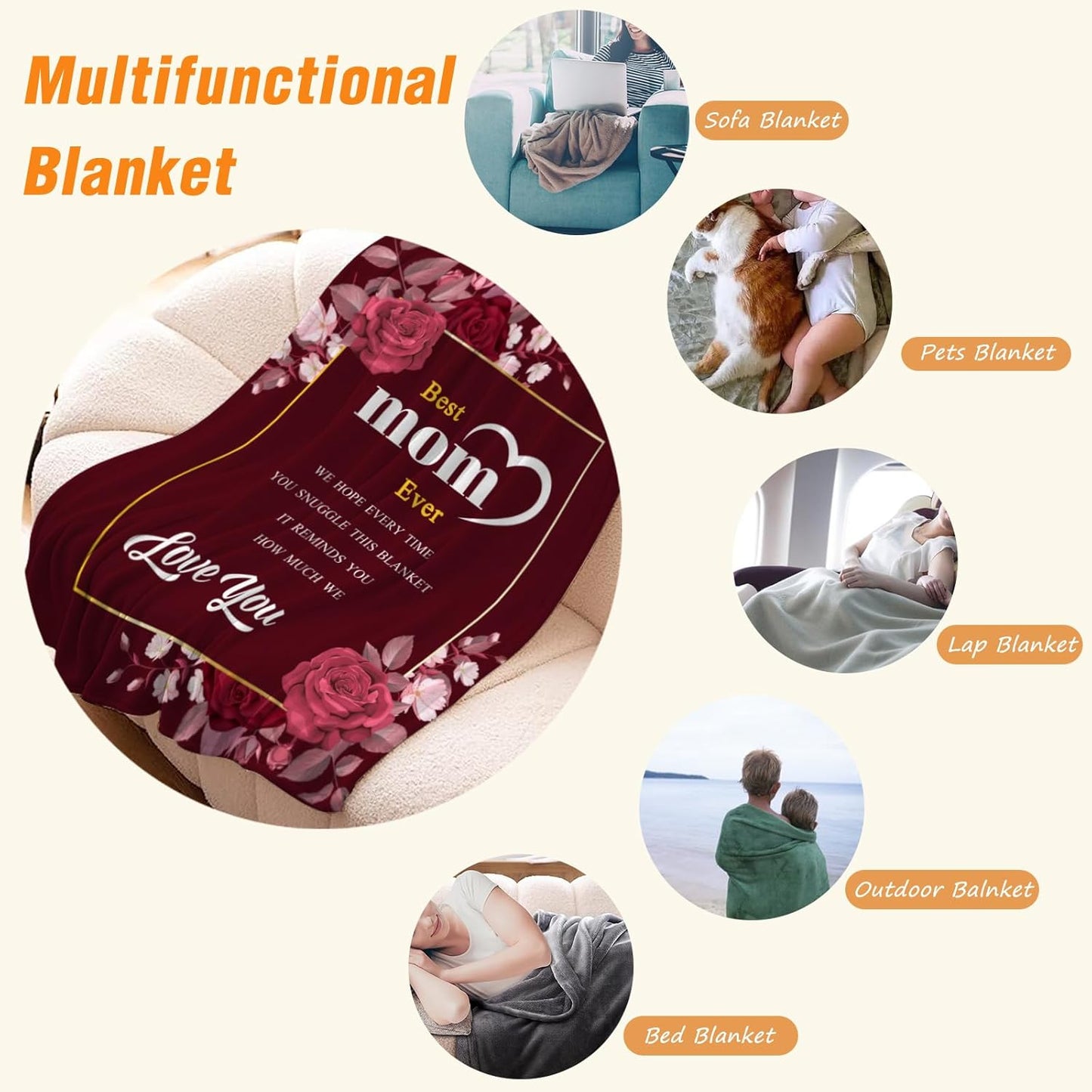 Best Mom Blanket for Mothers Day Blanket for Mom from Daughter Son Letter to Mom Blanket Mothers Day Blanket Gift for Mom Floral I Love You Mom Throw Blanket for Couch Sofa Small Szie 30x40