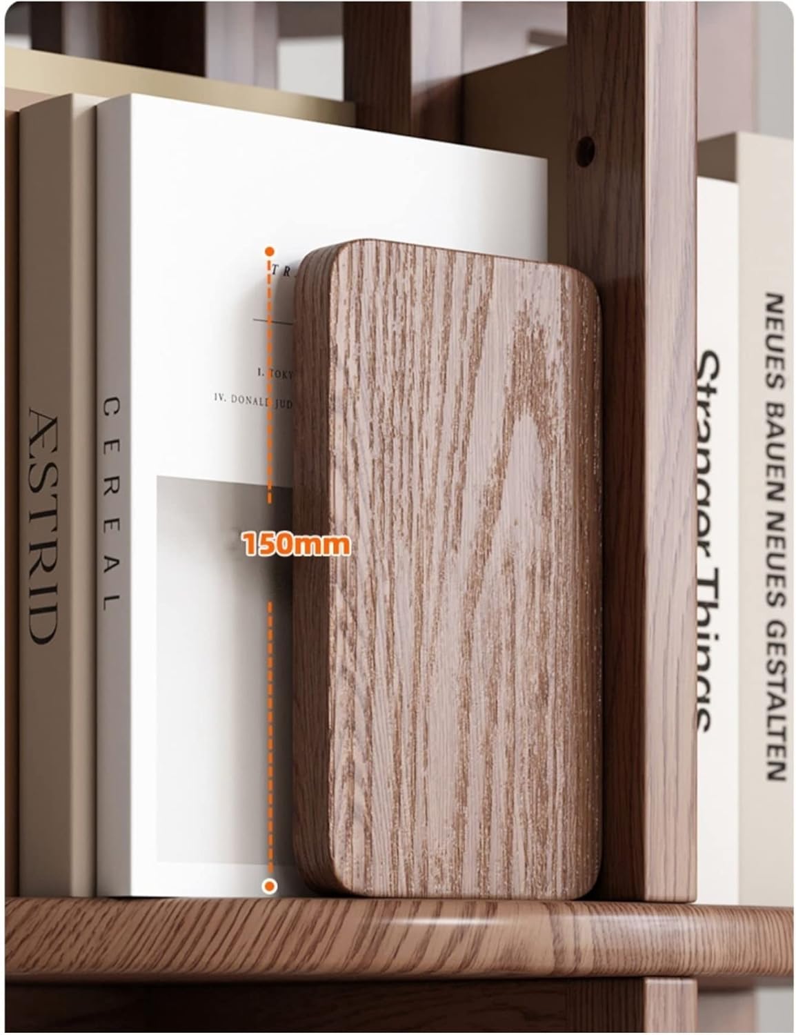 Round Solid Wood Rotating Bookshelf Corner Bookcase, Floor-to-Ceiling Storage Rack for Living Room Picture Book Rack MINGPING (Size : 45.5x45.5x161.5cm Log Color) ()