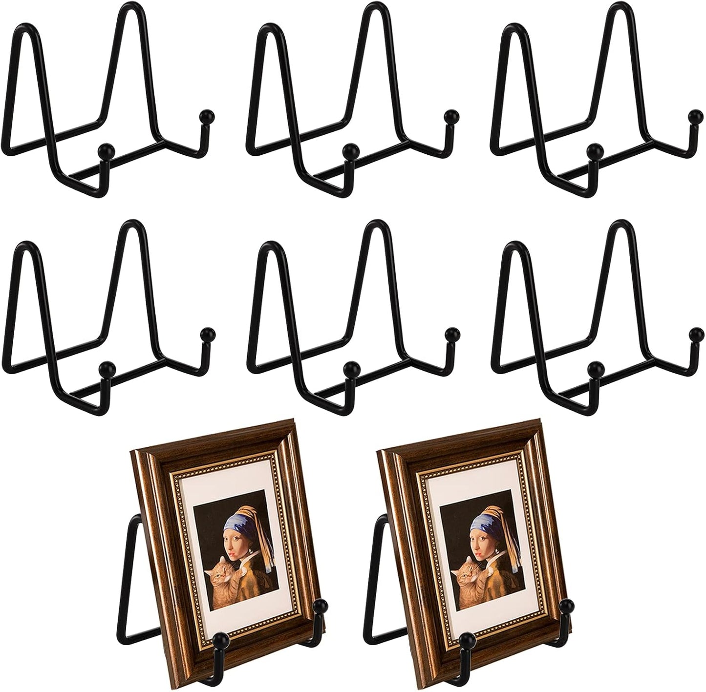 Hedume 8 Pack 3 Inch Iron Display Stand, Black Metal Easel Plate Display Photo Holder Stand, Picture Frame Holder Stand for Photo Easel, Decorative Plate, Book