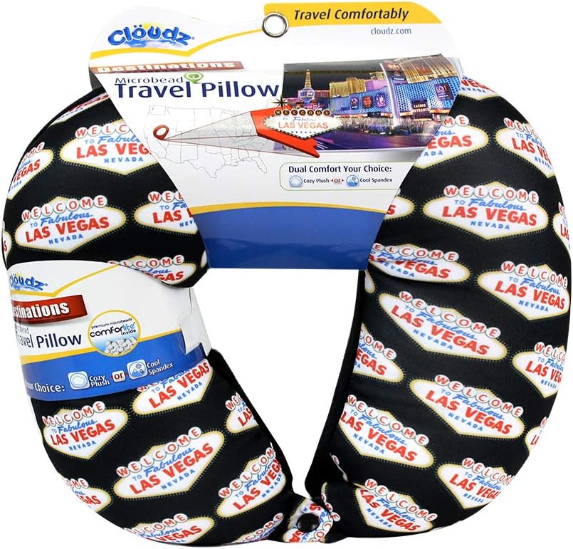 Cloudz Las Vegas Destinations - Microbead Travel Neck Pillow - Black
