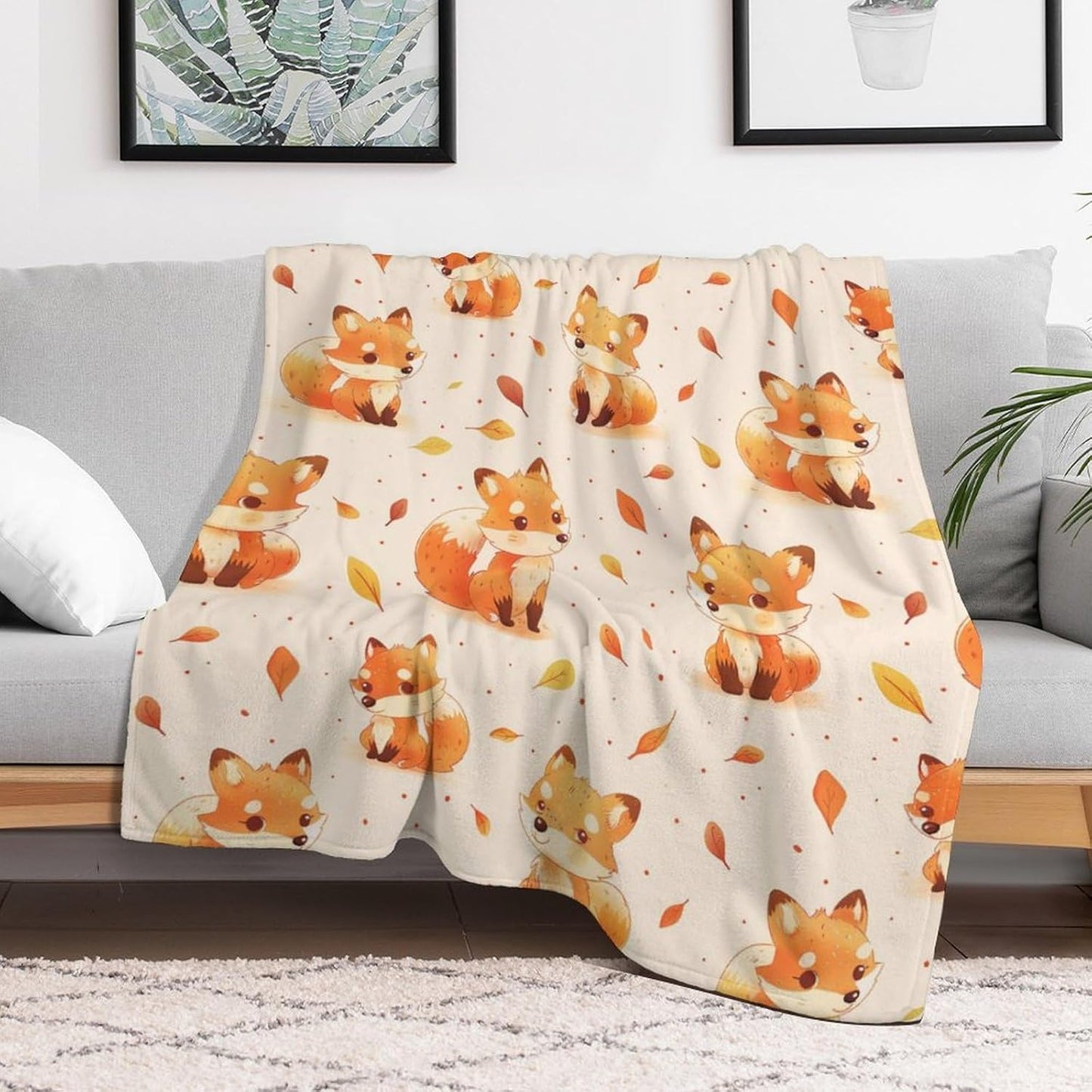 Fox Throw Blanket - Soft Flannel Blankets for Teens Adults Women Men Fox Lovers - Warm Throw Blankets for All Season Lap, Chair, Sofa - 70"x50"