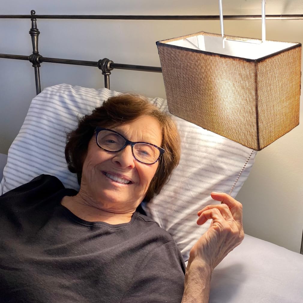 Evelots Bed Headboard Reading Lamp Book Light -Soft Reading Light Lamp for Bedroom with Tan Rectangle Shade - 2 Size Hooks to Fit Most Beds