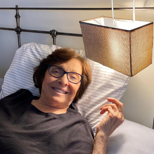 Evelots Bed Headboard Reading Lamp Book Light -Soft Reading Light Lamp for Bedroom with Tan Rectangle Shade - 2 Size Hooks to Fit Most Beds