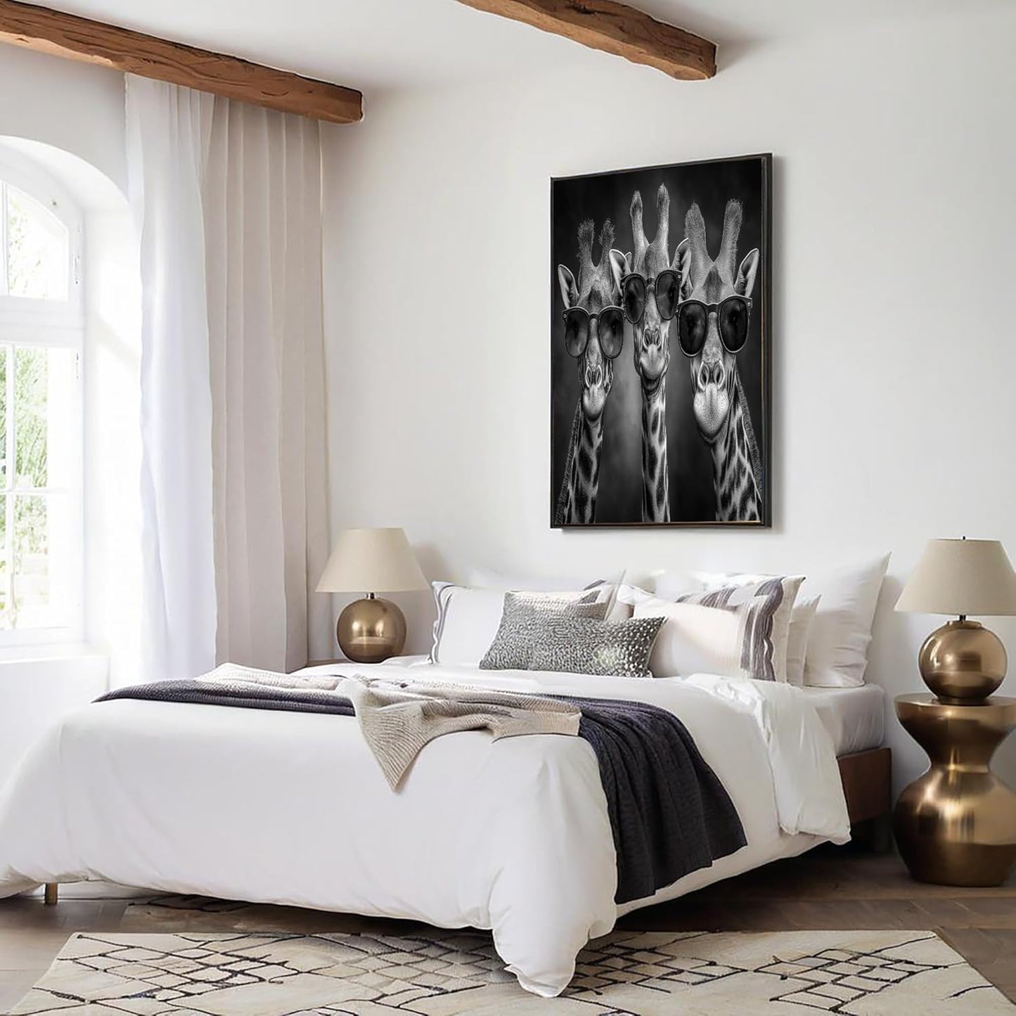 GDJSMIN Humorous Scene Wall Art, Sunglasses Giraffe Poster for Reading Room Living Room Decor 24 x 36 inch Unframed
