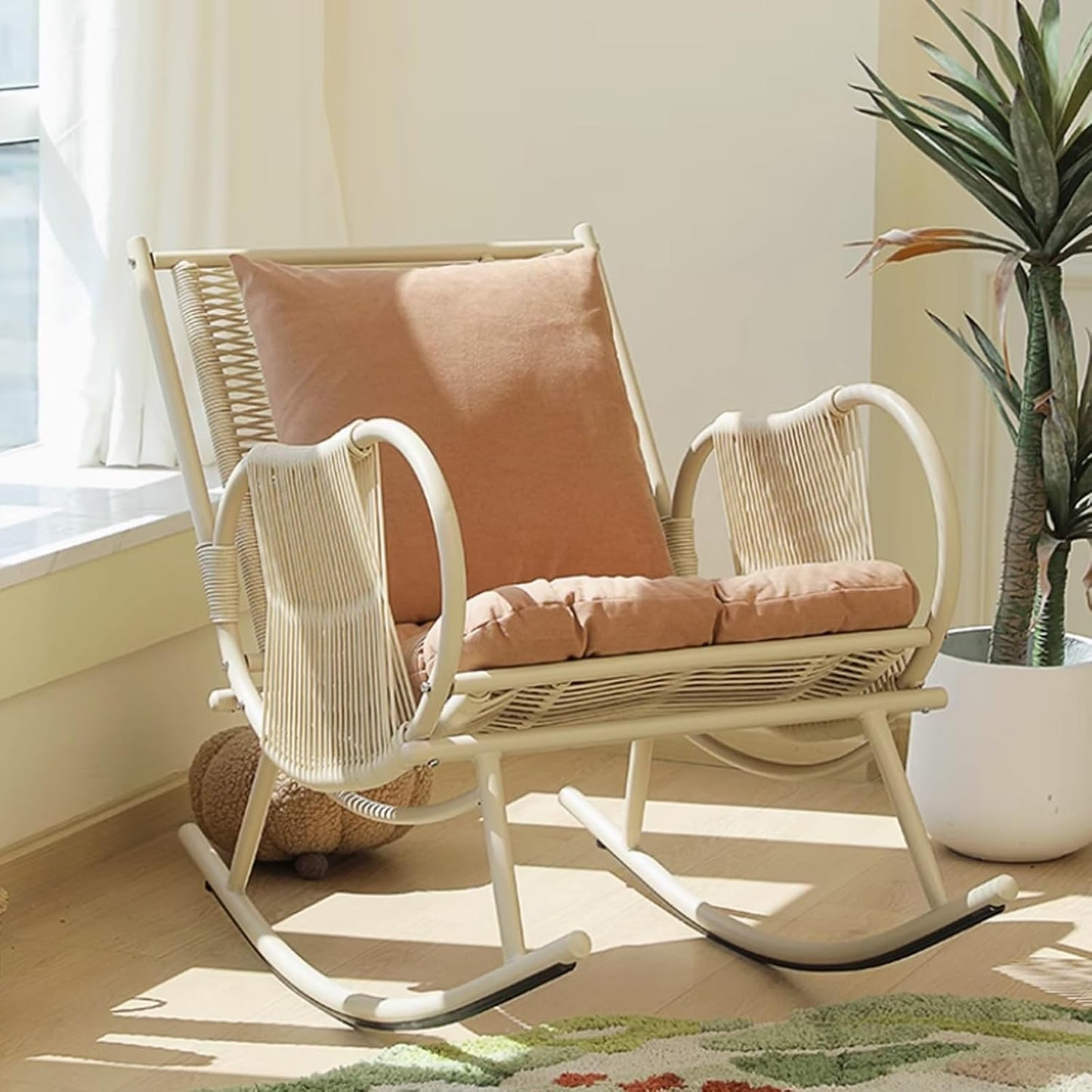 Rocking Chair Nursery Glider Modern Lounge Chair for Balcony Upholstered Switte Outdoor Rocking Chair Upholstered Glider Chairs Rocking Accent Armchair for LivingRoom,Bedroom,Baby Room