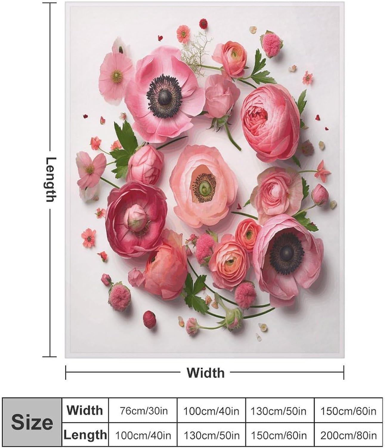 Flowers in A Circle Throw Blanket for Couch Super Soft Warm Lightweight Throw Blankets Cozy Flannel Bed Blanket Cute Decorative Blankets for All Seasons Home Decor Gift 30"*40"（76 * 100cm）