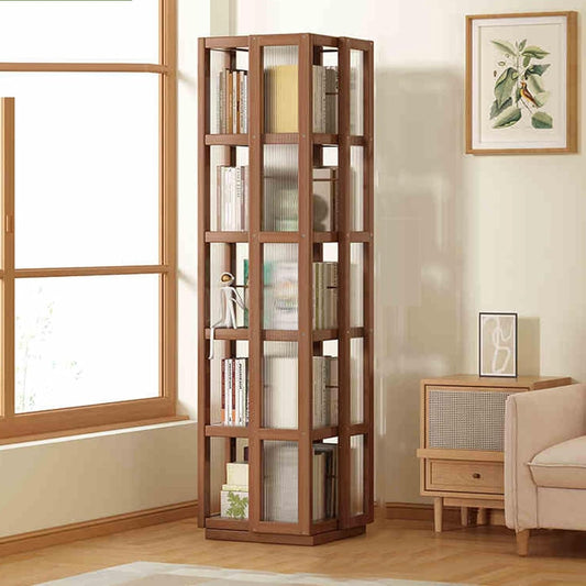 360° Rotating Bookshelf - 4/5 Tier CD Display Rack Tower, Space-Saving Storage for Bedroom, Living Room, Office & Library, Modern Design (White, 35x35x153cm)