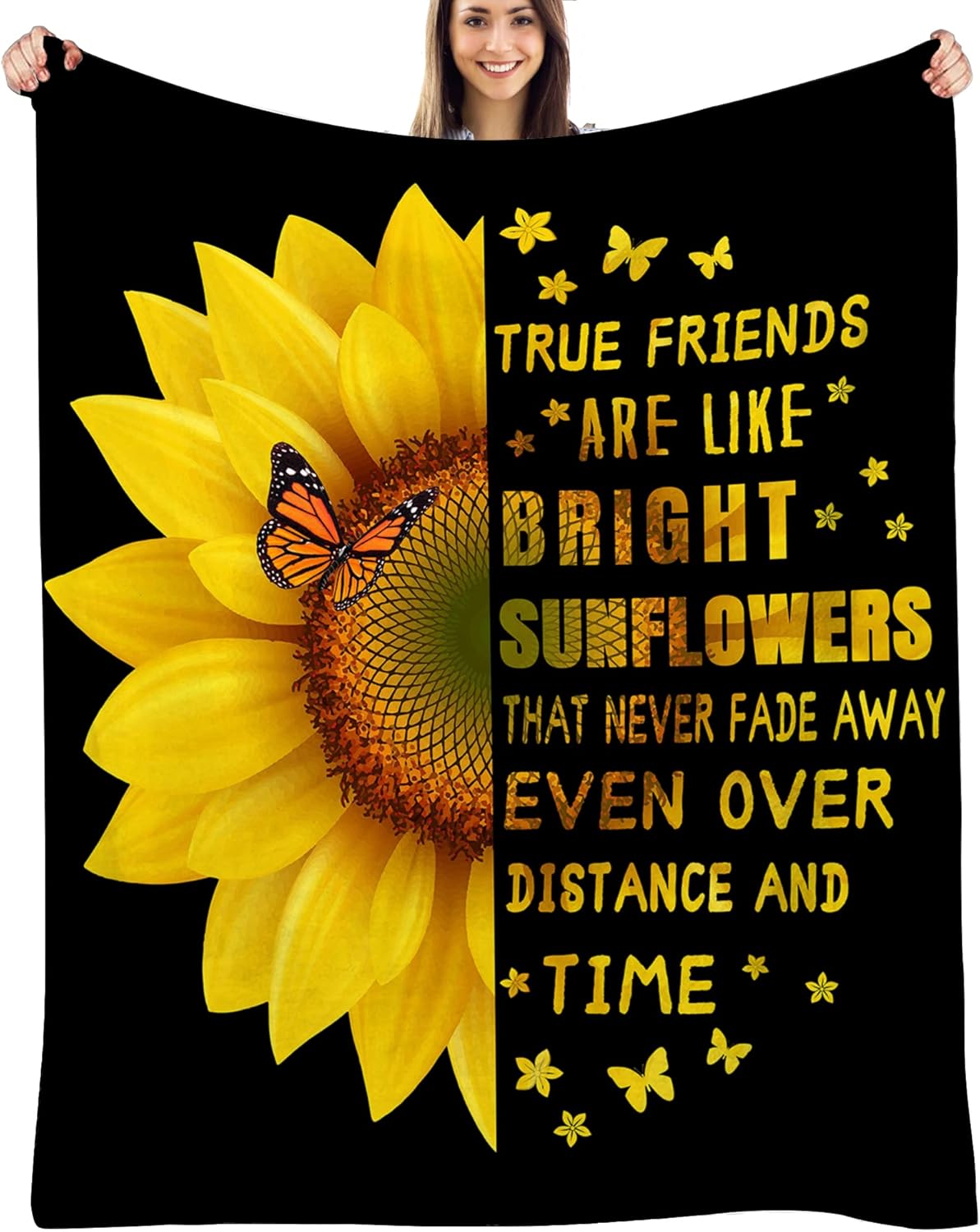Friend Gift Blankets, Sunflower Blanket for Women, Gift for Best Friend, BFF Bestie Birthday Present, Friendship Blanket 60“ x 80"