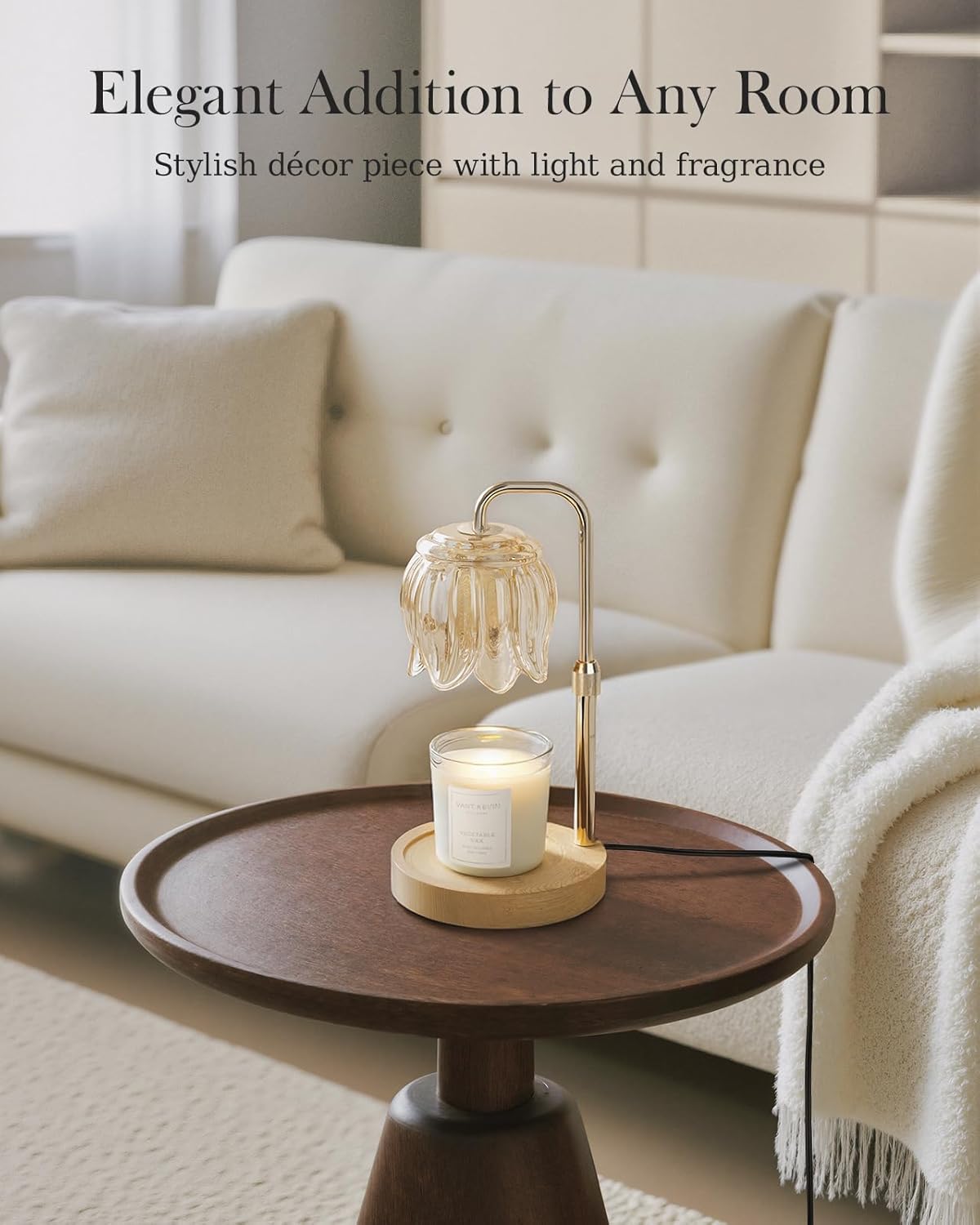 Nacial Candle Warmer Lamp with Timer Dimmer, Valentines Day Gifts for Her Women Wife Mom Girlfriend Birthday Gifts House Warming Home Decor, Candle Warming Lamp Adjustable Height, Warm Oak Wood Base