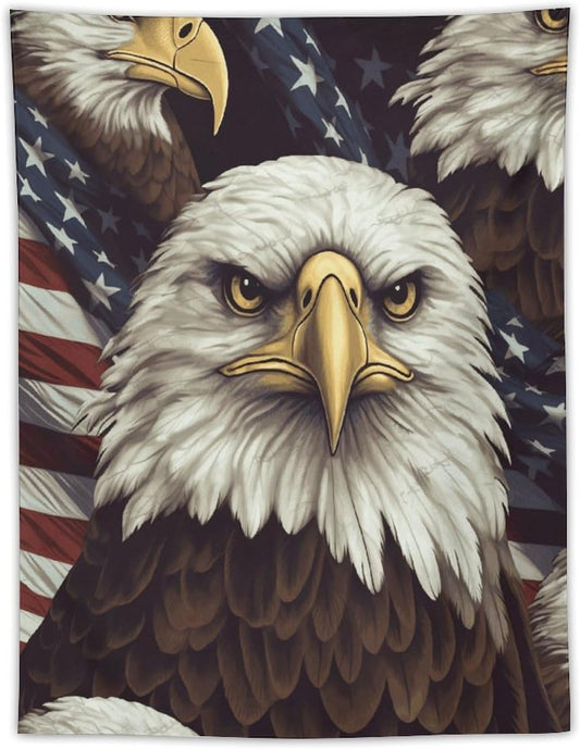 FodPand Bald Eagle Tapestry Anti-fading Wall Tapestry with Installation Kit Backdrop Banner Multipurpose Aesthetic Tapestries Boho Wall Art Hanging Decorative Blanket 30"x40"