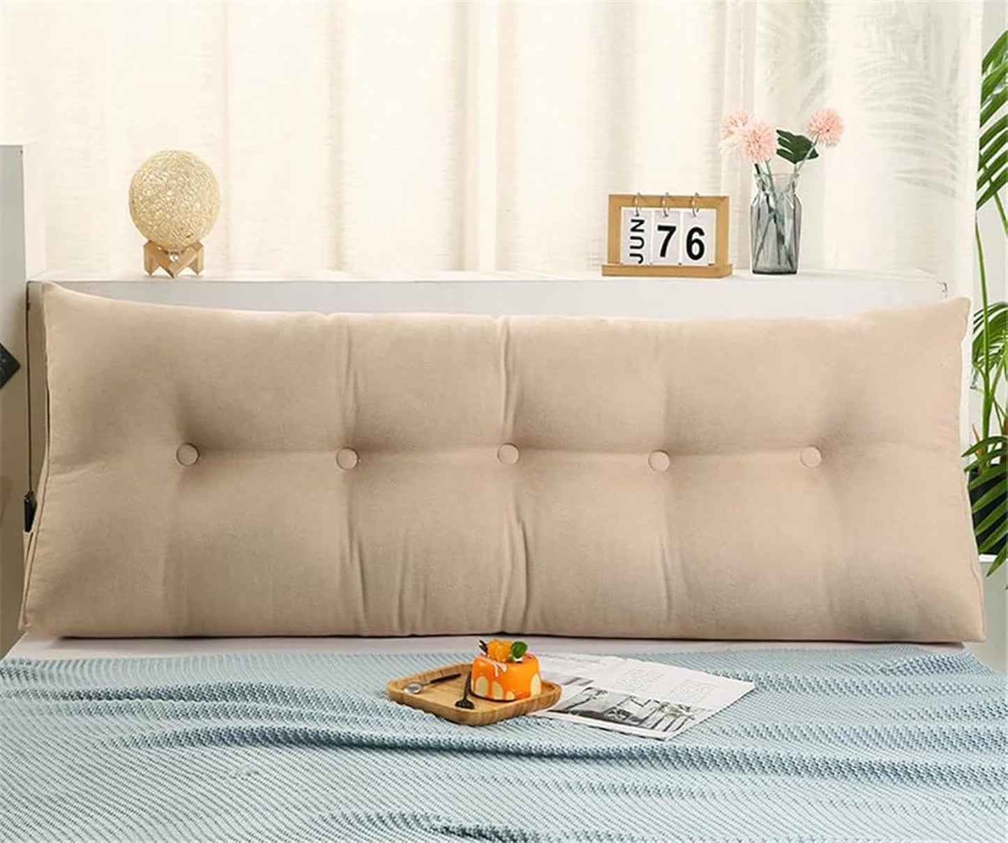 Triangular Headboard Pillow, Solid Color Triangle Cushion Reading Pillow, Large Bolster Positioning Support Wedge Pillow for Daybed Bed with Removable Cover~/