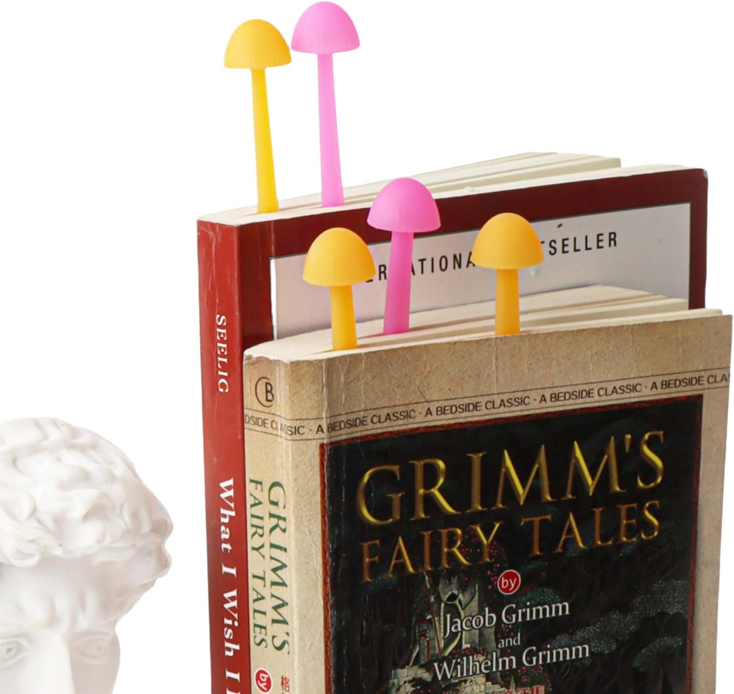 Mini Mushroom Bookmark Set (4-Piece) Dual Sizes, Dual Colors Available Soft, Flexible Silicone Material Fun Christmas Stocking Stuffer Ideal Gift for Bookworms and Teachers