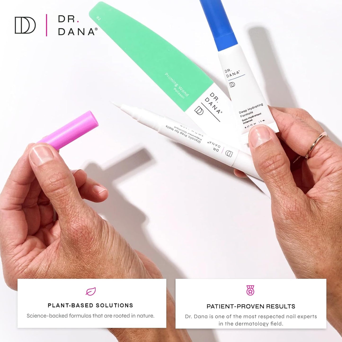 Dr. Dana Nail Repair Kit for Damaged Nails – Strengthening & Exfoliating Treatment with Glycolic Acid, Nail Primer, Hydrator & Priming Wand for Shiny, Healthy Nails, Nail Care Kit
