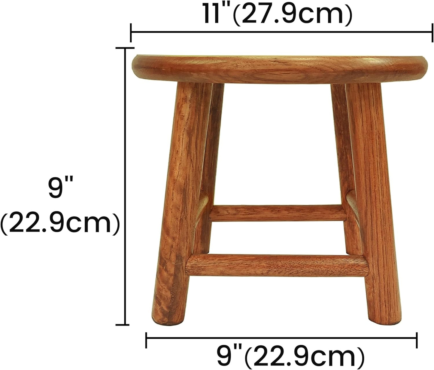 CONSDAN 9-Inch Round Step Stool for Adults & Kids, USA Grown Solid Oak Hardwood Ottoman, Sturdy Small Foot Stool for Kitchen, Bedside, Nursery, Shoe Changing, Plant Stand, Fully Assembled (Chocolate)