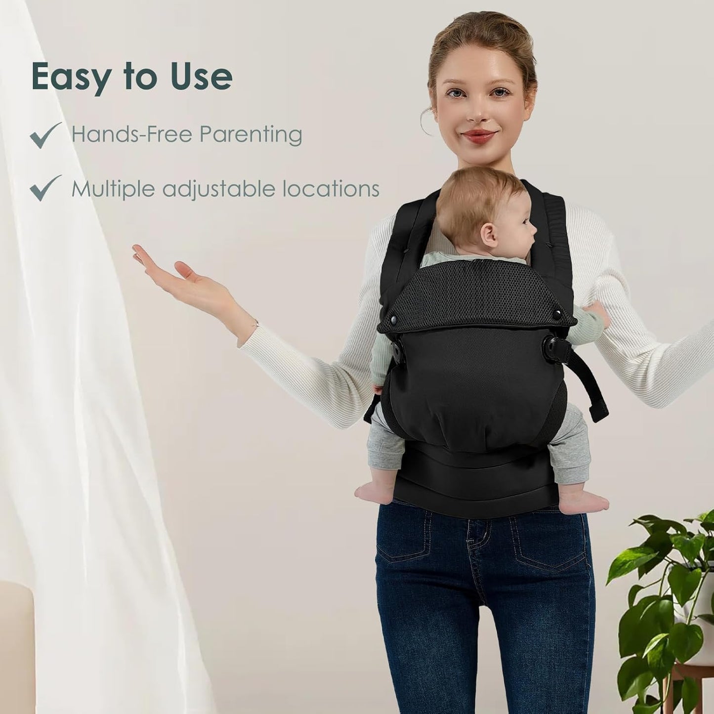 Baby Carrier Newborn to Toddler, Adjustable Toddler Carrier, Baby Holder Carrier, Kangaroo Infant Carriers with Widen Shoulder Straps, Black
