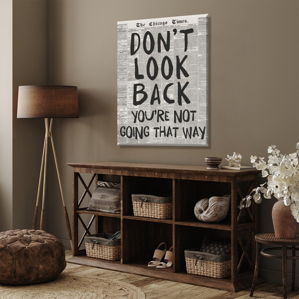 Black and White Retro 70s Newspaper Poster Don't Look Back Positive Wall Art Print Posters Preppy Aesthetic Dorm For Room Wall Decor 12x16inch Unframed