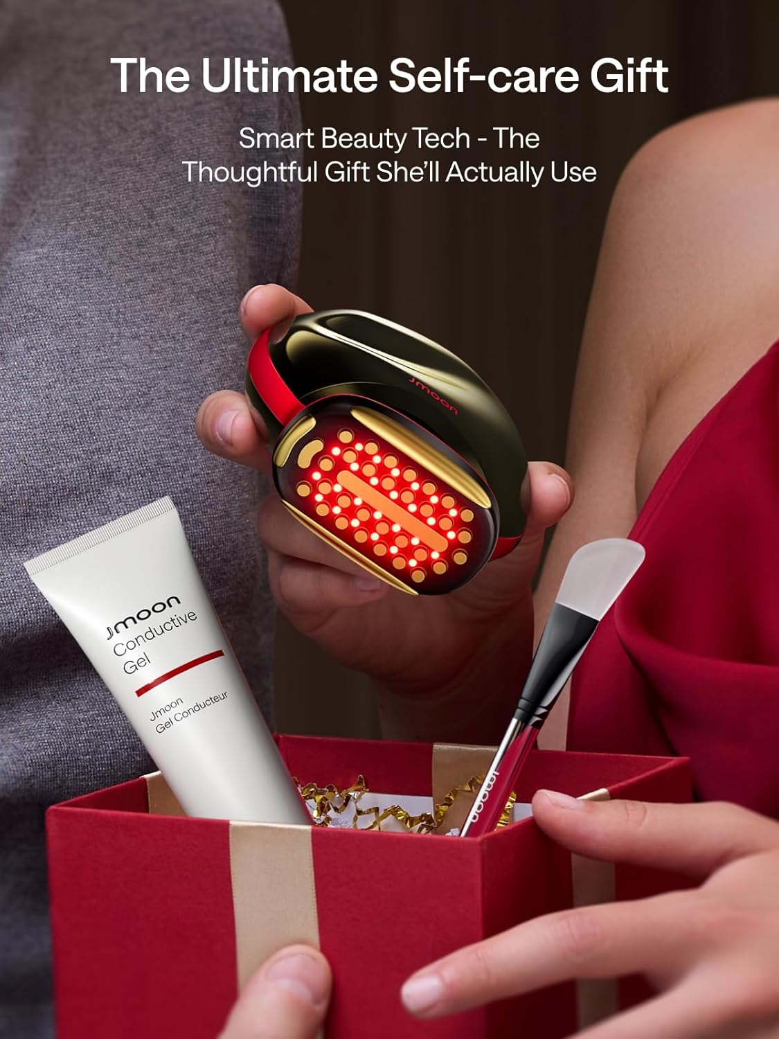 JMOON by Ulike Microcurrent Facial Device with Face Mask Brush, Face Lift Device at-Home Use, Medical Grade Red Light Therapy for Wrinkle with 4 Modes & 5 Intensity Levels
