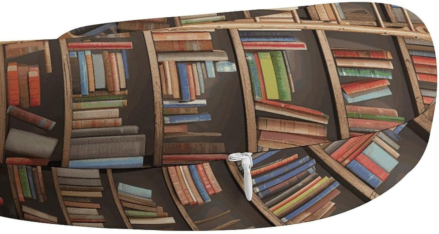 Funny Book Shelves Collection and Ladder Neck Pillow Memory Foam U Shaped Pillows Portable Pillows for Shoulder Travel Head Support Pillow with Concealed Zipper for Airplane Car Home Office