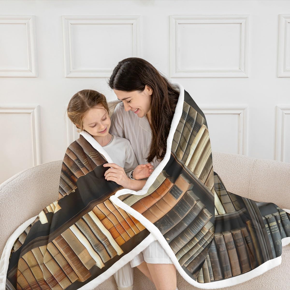 Erosebridal Vintage Bookshelves Sherpa Blanket Mystery Library Blanket, Book Lovers Gifts Throw Blanket for Chair Retro Library Fleece Blanket, Preppy Stuff Students Plush Blanket