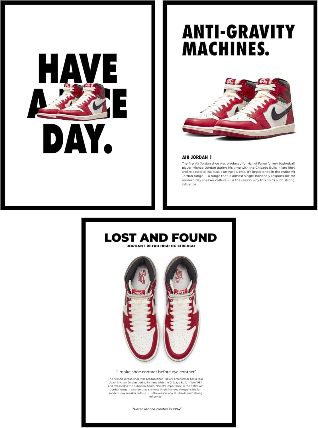 BigWig Prints Hypebeast Wall Art - Hypebeast Room Decor Poster, Sneaker Art, Sneaker Posters, Sneakerhead Pictures, Shoe Wall Artwork for Boys Room, Sneakerhead Bedroom - Unframed Set Of 3 (12x16”)