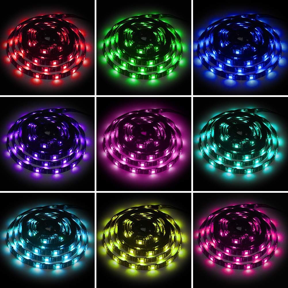 Led Strip Lights Battery Powered RGB 2M 6.56ft Battery Operated Led Battery Lights with 3 Keys Controller Waterproof Battery Led Rope Lights for TV, Bedroom, Mirror, PC, Camping & Home Decoration