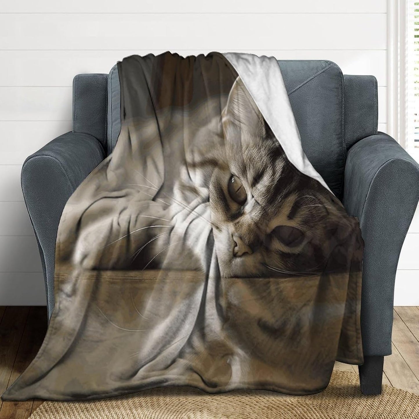Sleeping Cat Blanket Super Soft Lightweight Throw Blanket Cute Cozy Warm Bed Blanket Decorative Fuzzy Blanket All-Season Home Decor Gift for Sofa Couch Living Room 50"*60"（130 * 150cm）