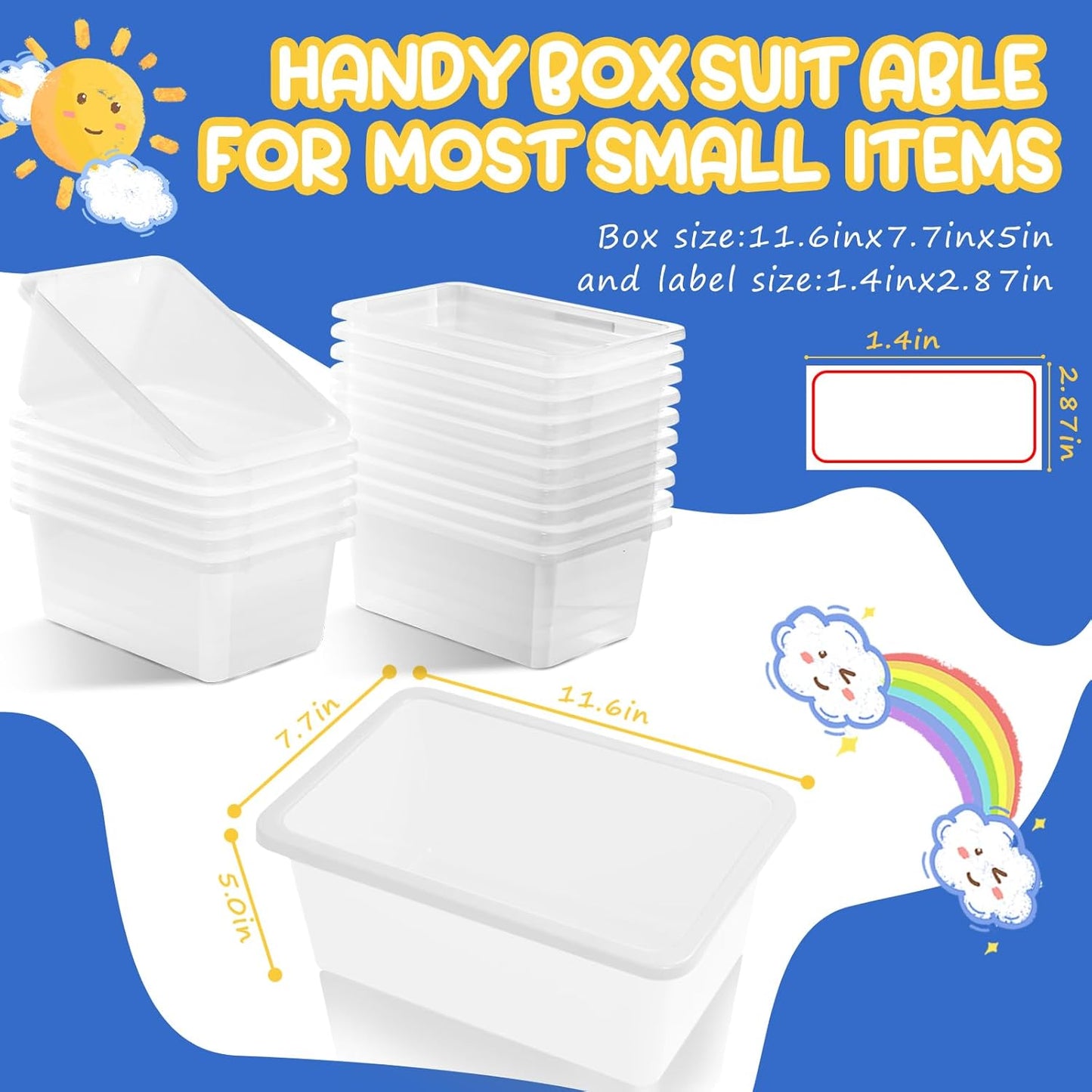 8 PACK Clear Cubby Bins without Lid, Classroom Storage Book Bins Toy Storage Organizer Small - Sturdy, Plastic Multi-Purpose Baskets Containers for Home Office School, Nursery, Playroom