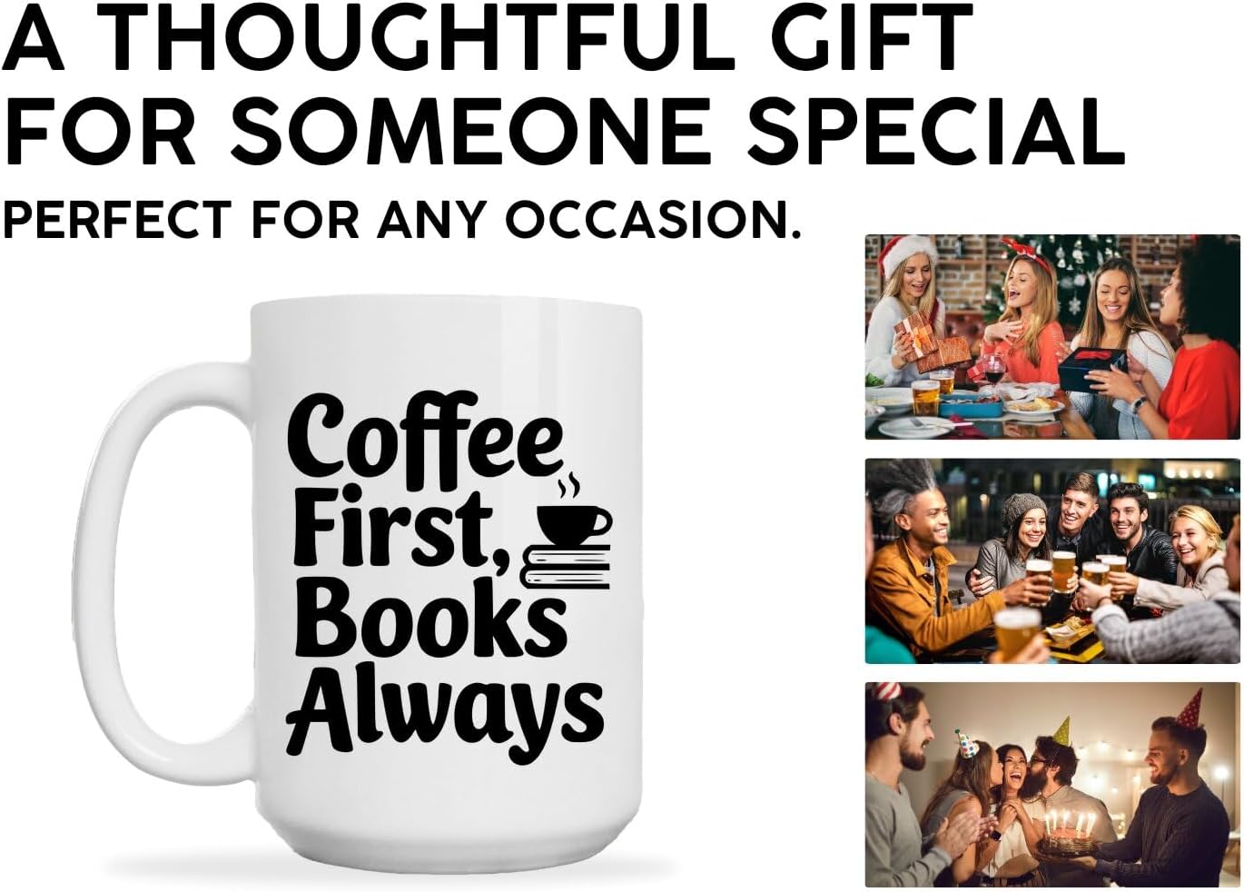 Book Lovers Coffee Mug 15oz White -Coffee Books - Gift for Book Club Bookworm Bookish Reading Nerdy Avid Readers Women