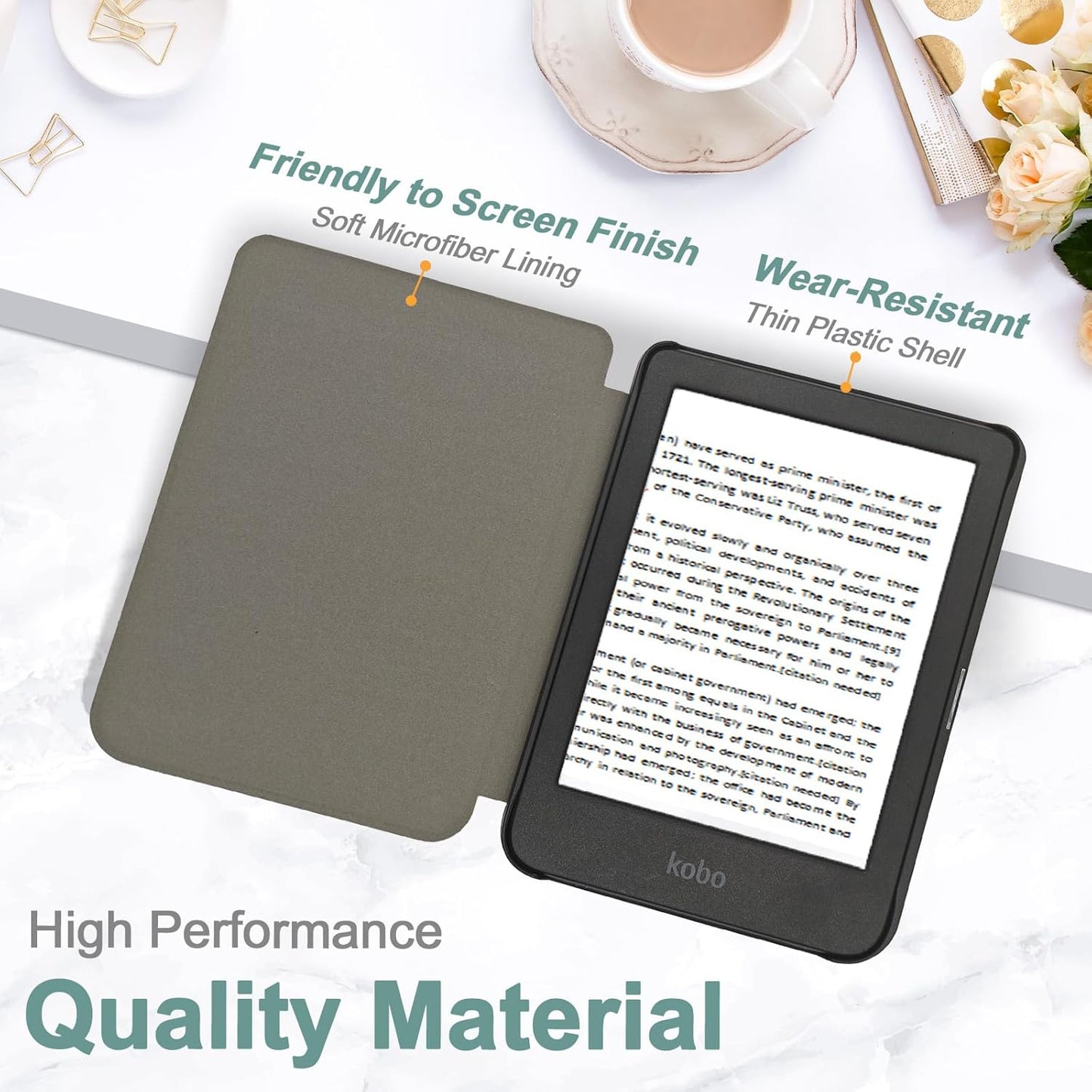 Case for Kobo Clara Slim Lightweight Premium PU Leather 6 Inch Cover with Auto Sleep/Wake, Agave Green