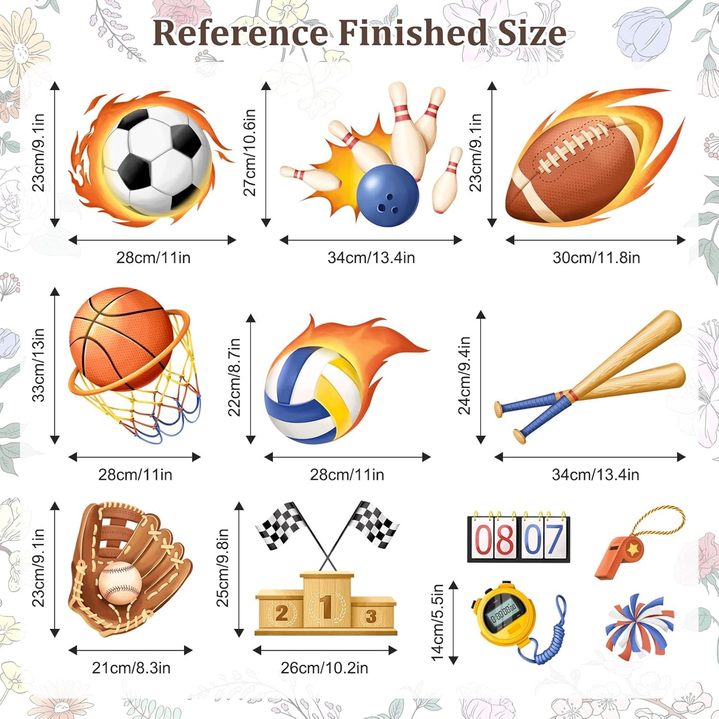 3D Sports Wall Decals, Basketball Soccer Football Wall Stickers Ball Games Peel and Stick Decal Self Adhesive Sticker for Boys Nursery Kids Room Home Decor