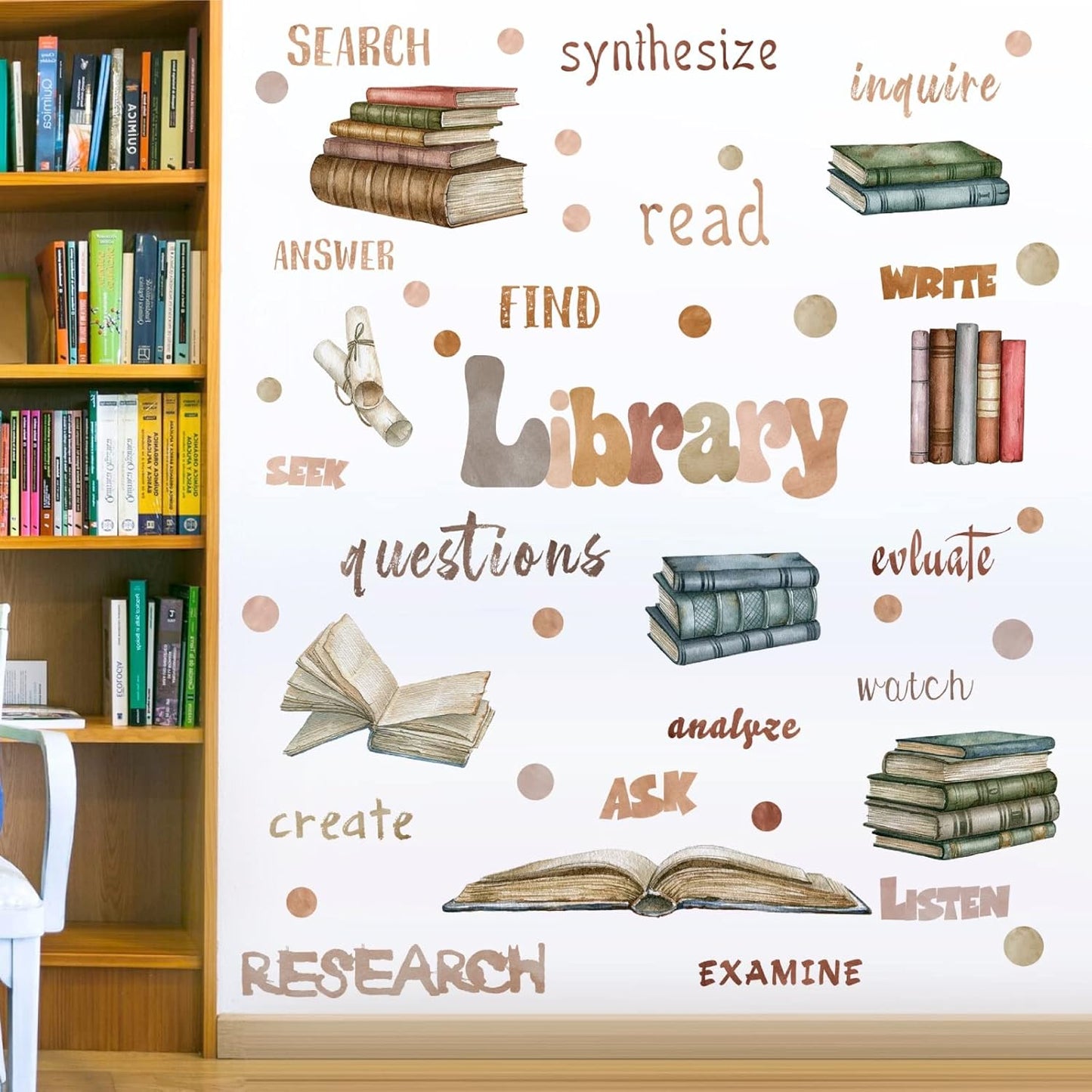 Library Quotes Wall Stickers Colorful Inspirational Wall Sticker Peel and Sticks Reading Books Wall Sticker for Reading Room Classroom School Positive Saying Wall Decals for Kids Bedroom Nursery Decor