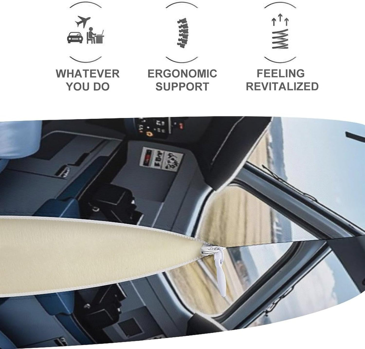 Airplane Cockpit Neck Pillow Memory Foam U Shaped Pillows Portable Pillows for Shoulder Travel Head Support Pillow with Concealed Zipper for Airplane Car Home Office