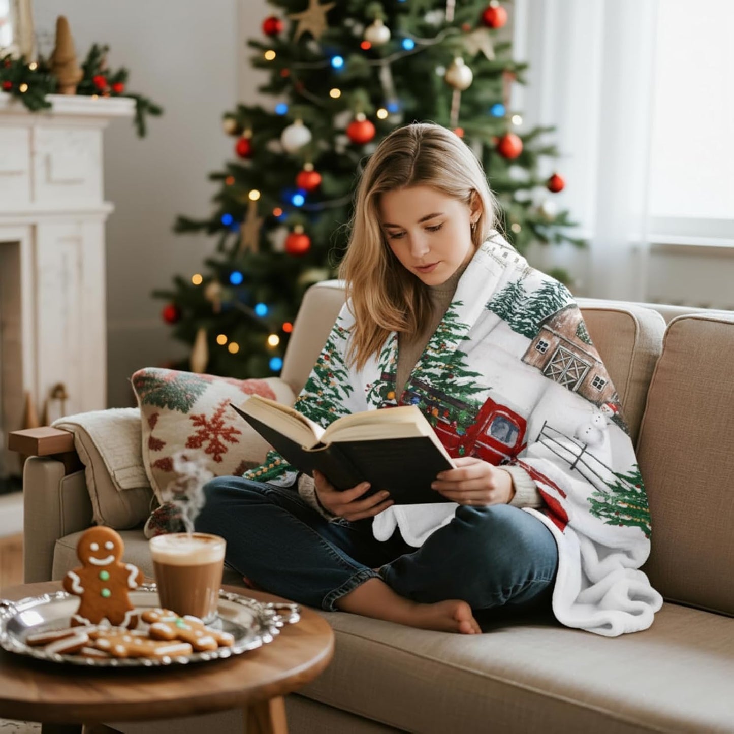 Christmas Flannel Throw Blanket 50x60 Inch – Soft 230 GSM Holiday Fleece Blanket for Couch, Bed & Sofa – Winter Xmas Decor & Gift for Adults and Kids