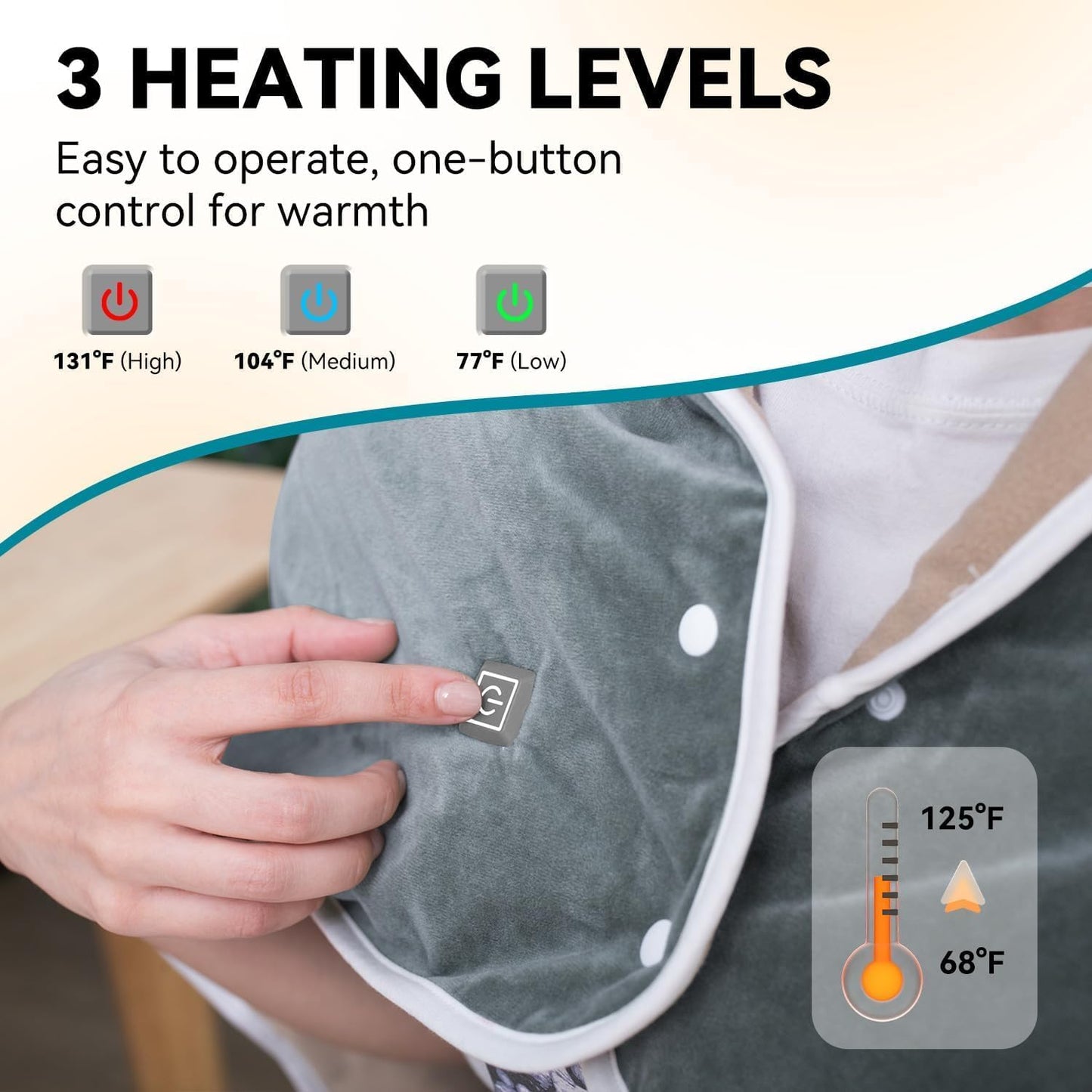 Warm Storm Heated Blanket Electric Knee Blanket, 30"x40" Fast Heating Soft Flannel Electric Blanket Throw with 3 Heat Levels & 2H Auto-Off, Warm Gift for Grandma & Grandpa, Gray (Battery Not Included)