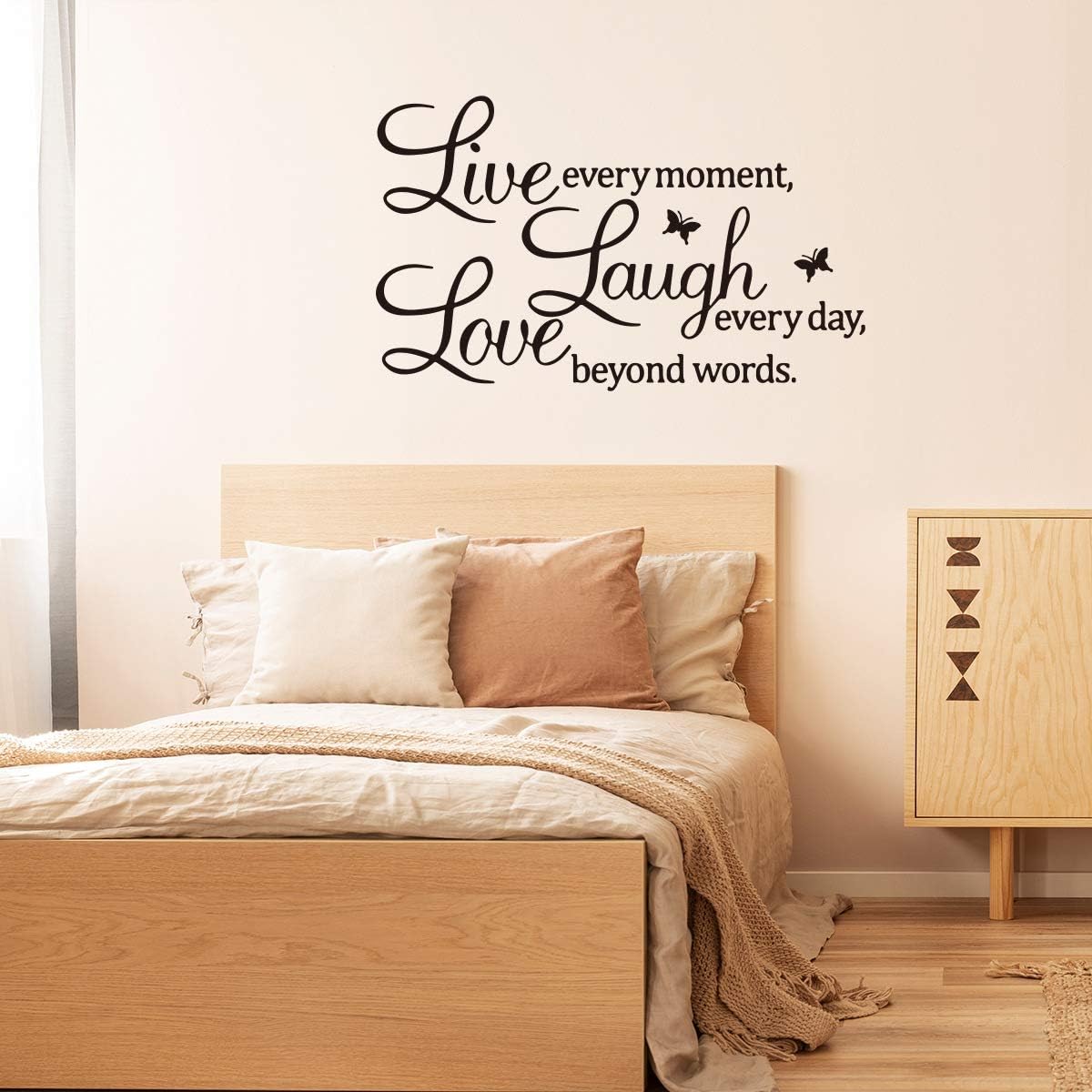 Rertcioph Live Every Moment,Laugh Every Day,Love Beyond Words,Wall Sticker Motivational Wall Decals,Family Inspirational Wall Stickers Quotes