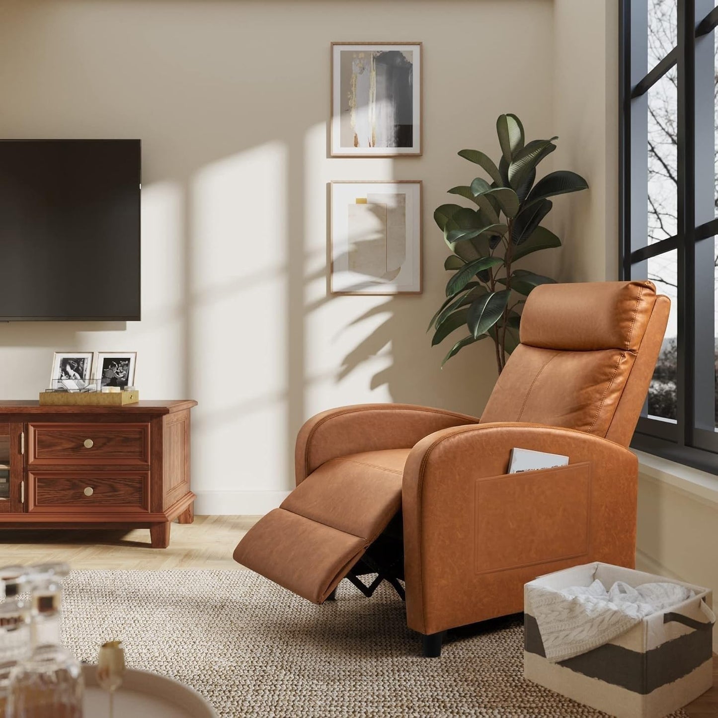 PU Leather Recliners Chairs with Lumbar Support Sofa Thicker Back Wider Armrests Power Lift Recliner Chair for Adults Home Theater Seating Living Room