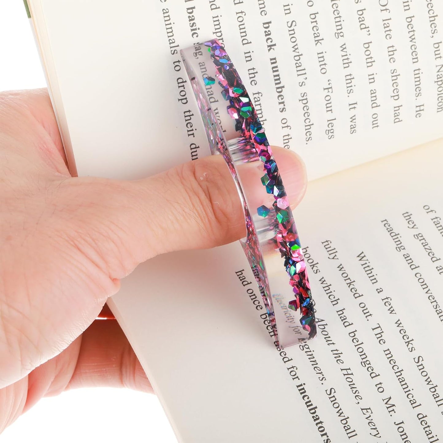 TIESOME 2 Pcs Thumb Book Page Holder for Reading, Glitter Dimond Thumb Ring Page Holder Resin Book Opener Thumb Bookmark Reading Accessories for Birthday Thanksgiving Party Wedding Gifts