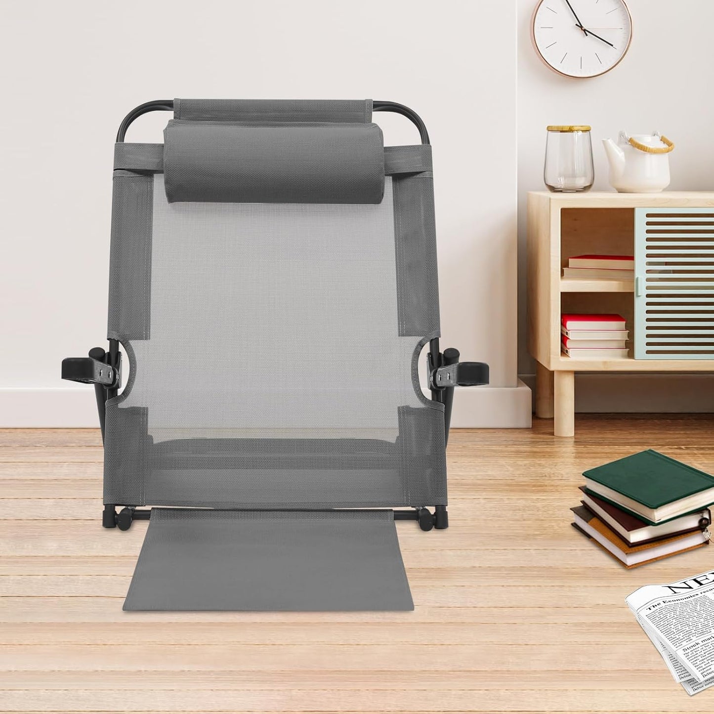 Adjustable Folding Bed Backrest with Pillow & Armrest, 40°-90° Portable Support for Elderly, Pregnant Women & Patients, 400lbs Capacity, Ideal for Reading, Eating & TV (Black)