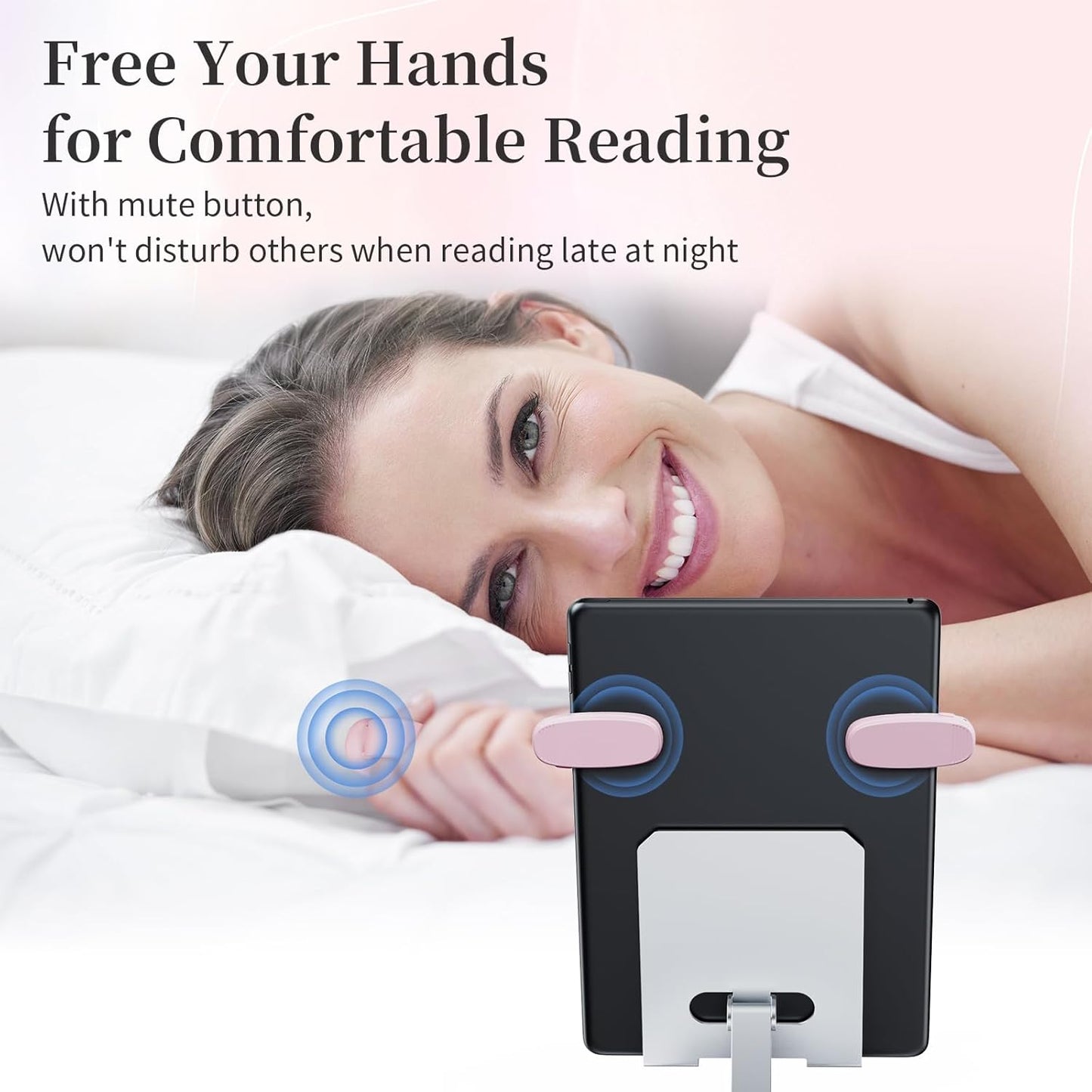 [2 Clips] Finger Ring Kindle Page Turner Remote Control for Paperwhite: Rechargeable Wireless Clicker for Reading on Bed for iPhone Android iPad, Camera Shutter & Video Record Accessories (Pink)