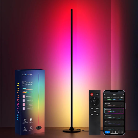 LED Floor Lamp, Corner Lamp Compatible with Alexa, Smart Modern Floor Lamp with Music Sync 16 Million Colors & 68+ Scene RGBICW Floor Lamp for Bedroom Living Room and Gaming Rooms