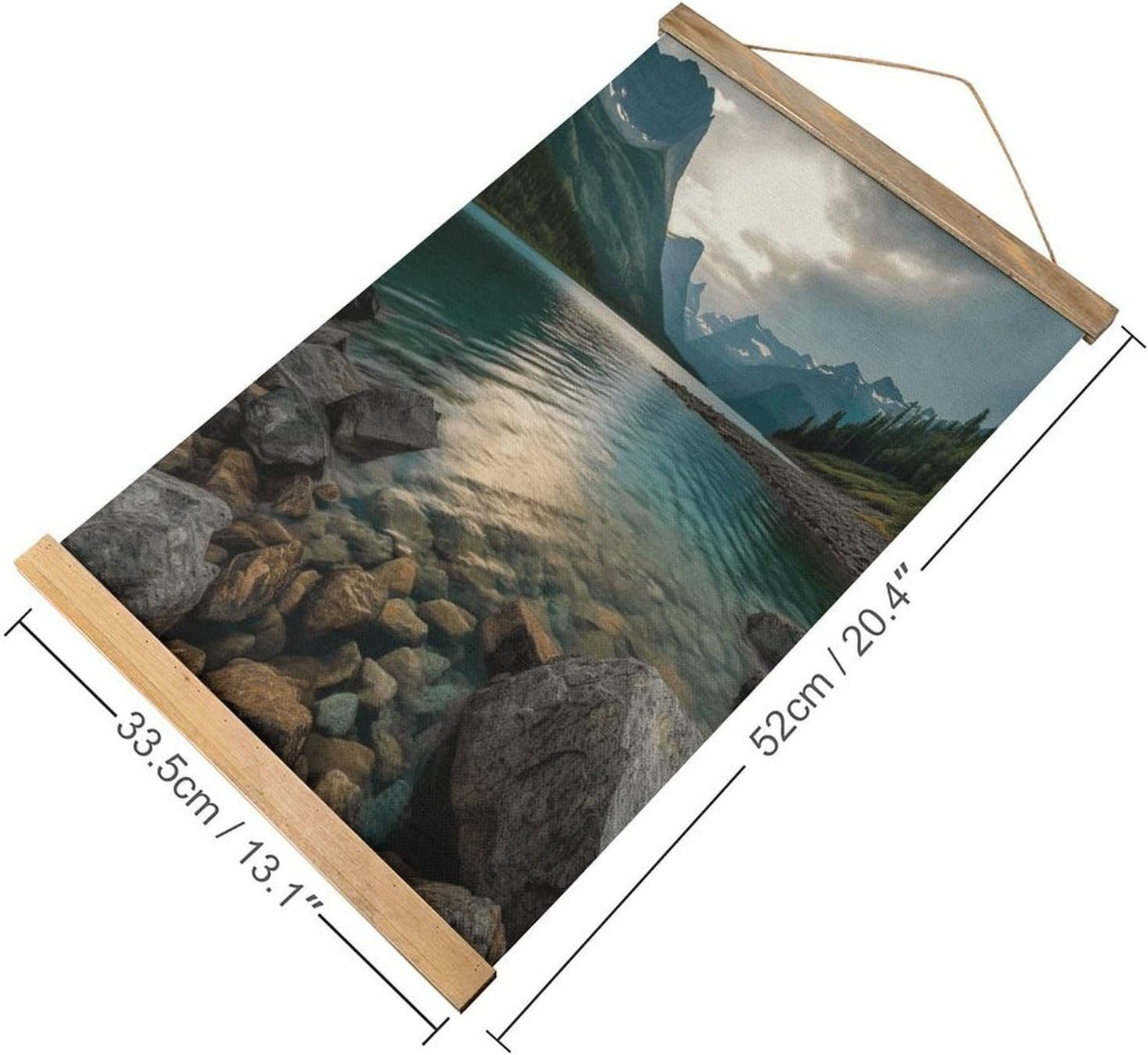 Vintage Glacier National Park Poster with Wooden Frame Personalized Linen Hanging Scroll Painting Rustic Wall Hanging Illustrative Modern Artwork Decor for Home Living Room Bedroom Office