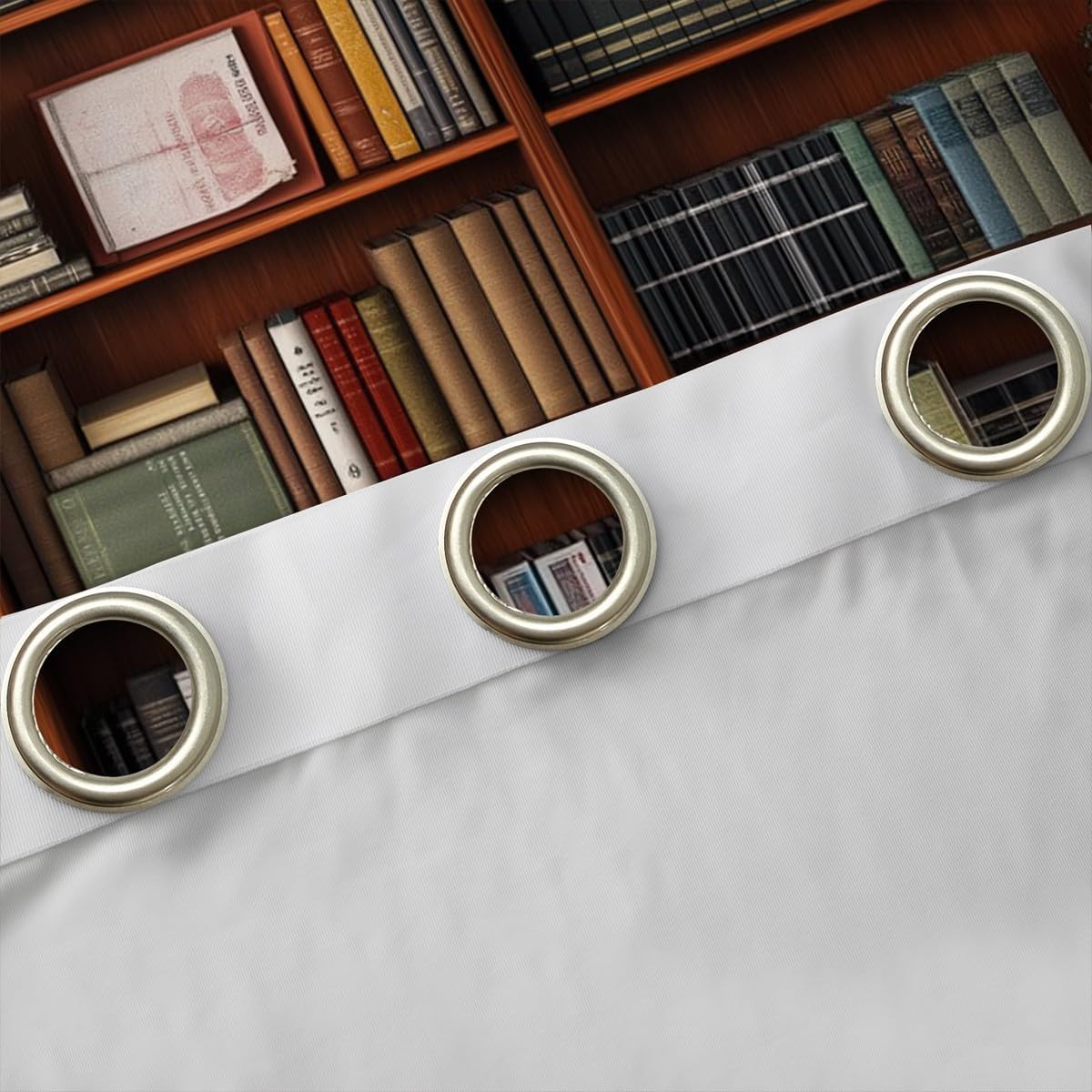 jejeloiu Library Bookcase Curtains for Bedroom Living Room Vintage Library Books Blackout Darkening Drapes Retro Bookshelf Window Treatments, 2 Panels 52 x 84 Inch Education Reading Room Decor
