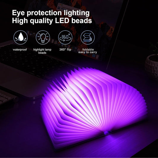 Decorative LED Book Light with Embossed Design,Book Lamp, Book Lovers Gifts, Reading Lights for Books in Bed (Bronze-Colored)